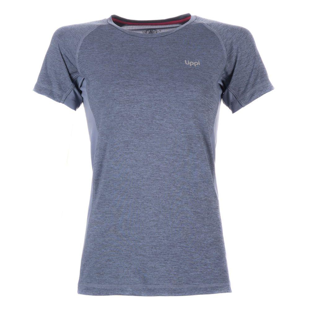 Polera Mujer Fury UV-Stop T-Shirt Melange Azul Lippi-0