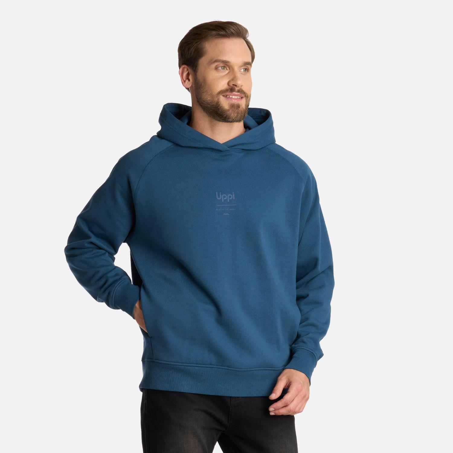 Polerón Hombre Ulmo Hoody Sweatshirt Azul Piedra Lippi I25-1