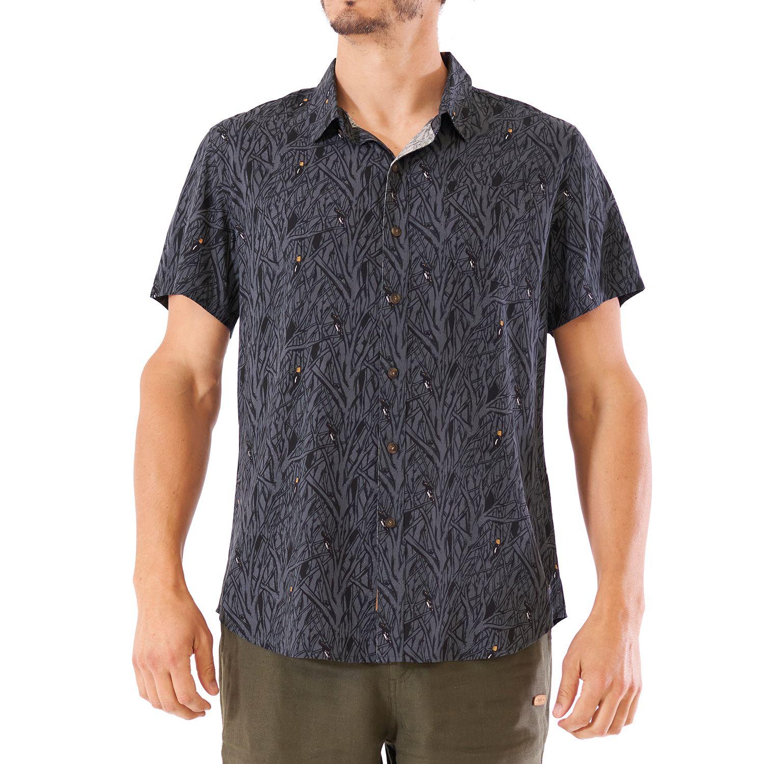 Camisa Hombre Woodpecker Short Sleeve Shirt Print Gris Oscuro Lippi-1