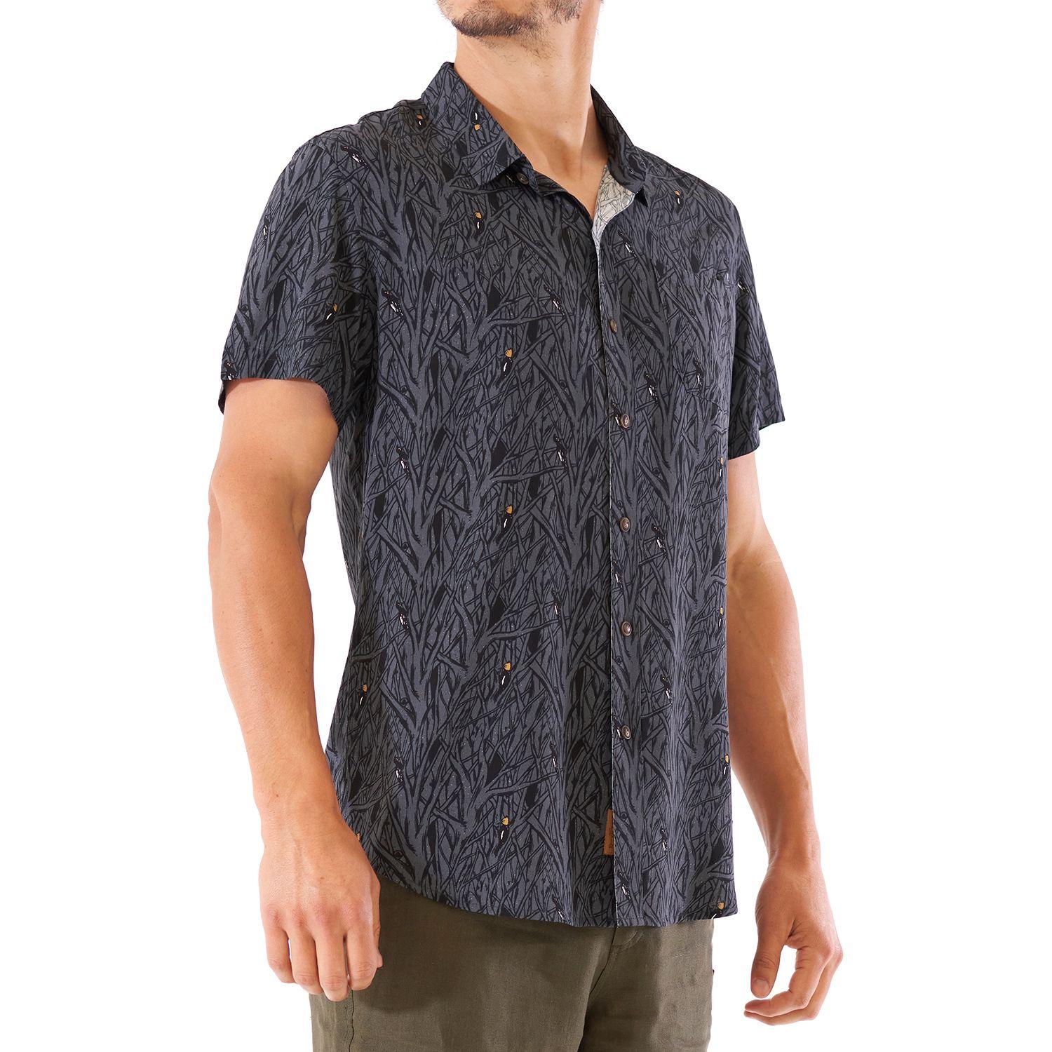 Camisa Hombre Woodpecker Short Sleeve Shirt Print Gris Oscuro Lippi-2