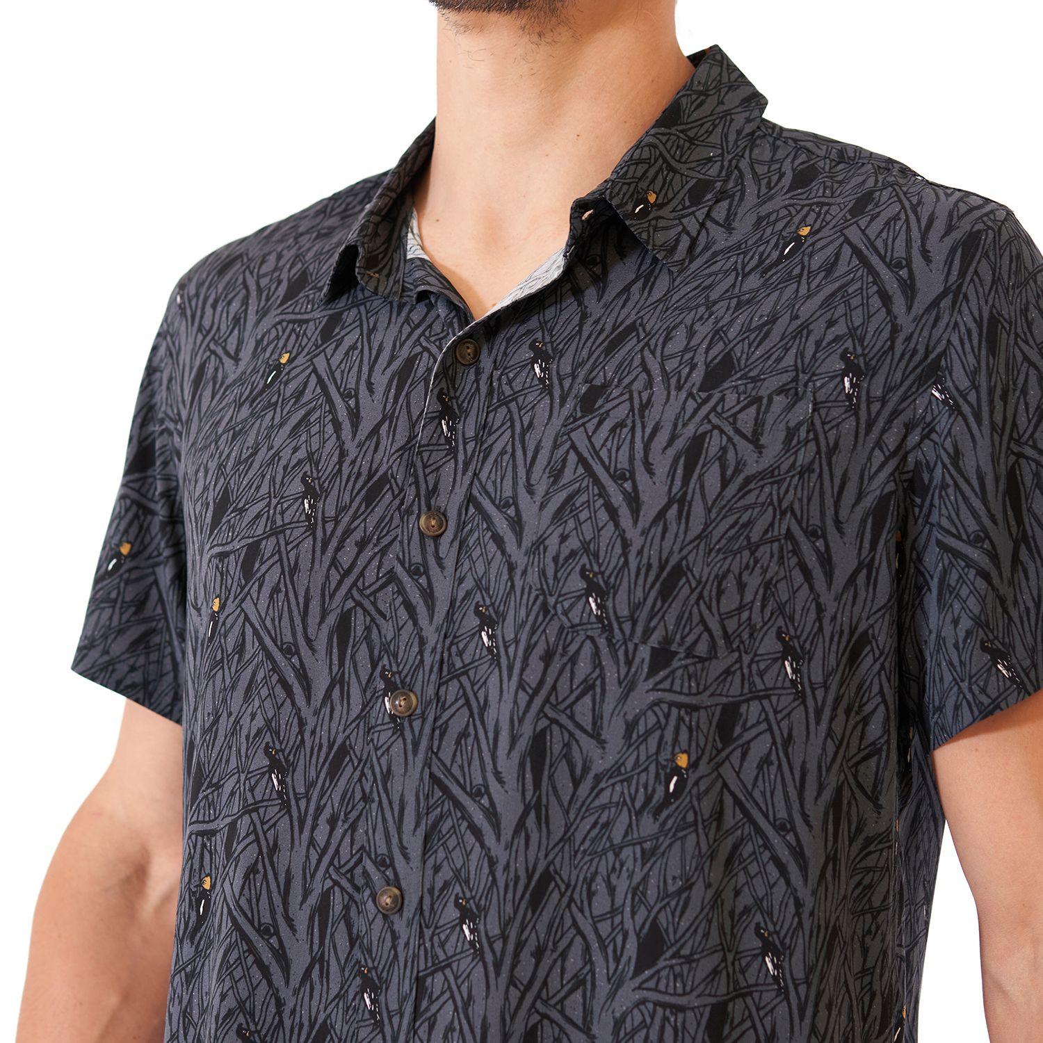 Camisa Hombre Woodpecker Short Sleeve Shirt Print Gris Oscuro Lippi-4