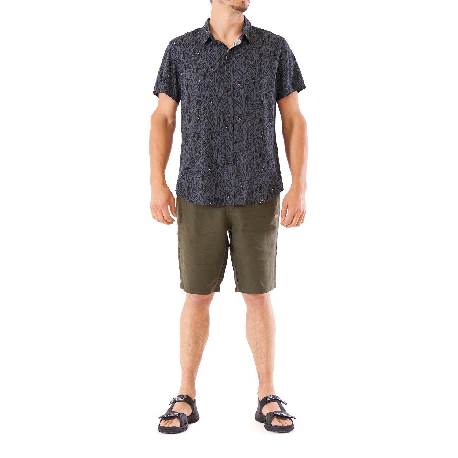Camisa Hombre Woodpecker Short Sleeve Shirt Print Gris Oscuro Lippi-6