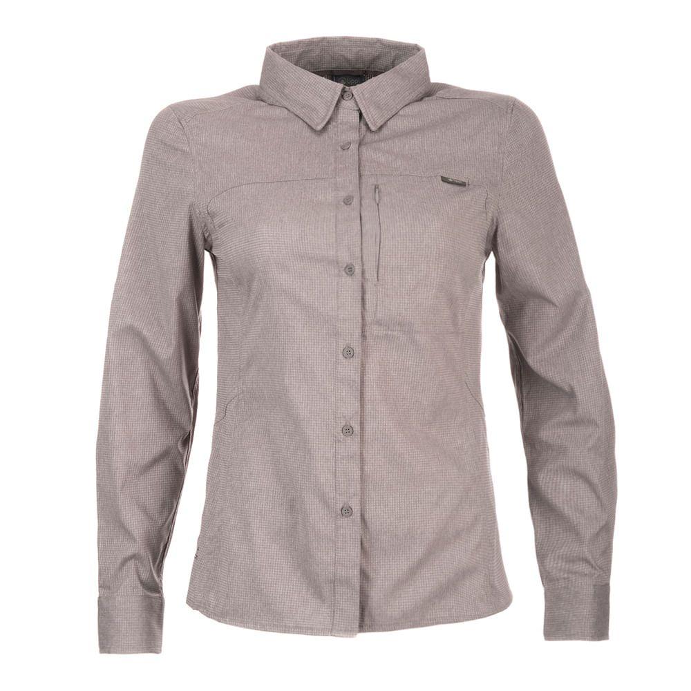 Camisa Mujer Rosselot Long Sleeve Q-Dry Shirt Melange Gris Lippi V19-0
