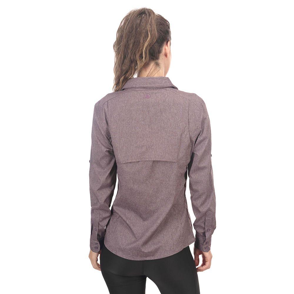 Camisa Mujer Rosselot Long Sleeve Q-Dry Shirt Melange Gris Lippi V19-2