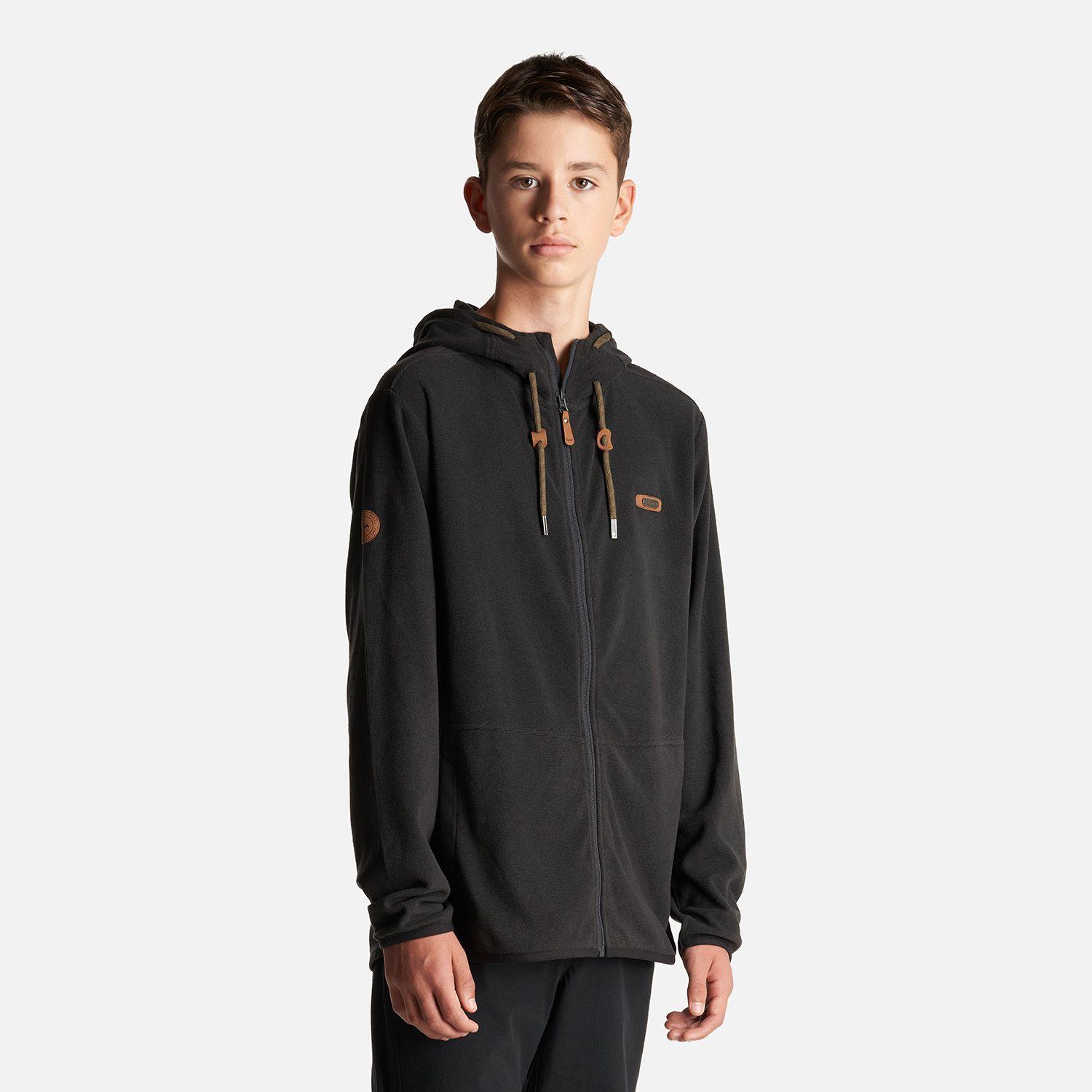 Poleron Teen Boy Stripes Nano-F Full Zip Hoody Negro Lippi I24-2