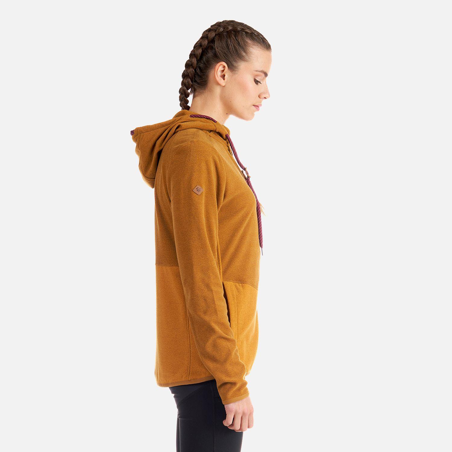 Poleron Mujer Stripes Nano-F Full Zip Hoody Mostaza Lippi-3