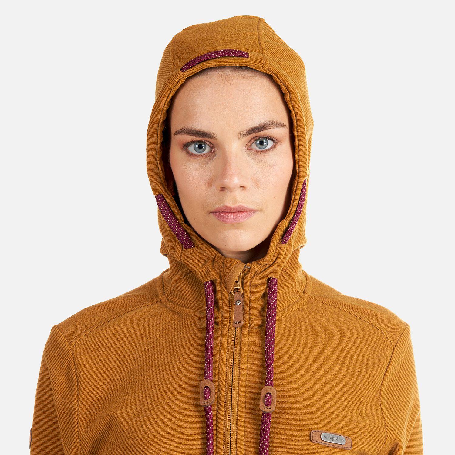 Poleron Mujer Stripes Nano-F Full Zip Hoody Mostaza Lippi-5