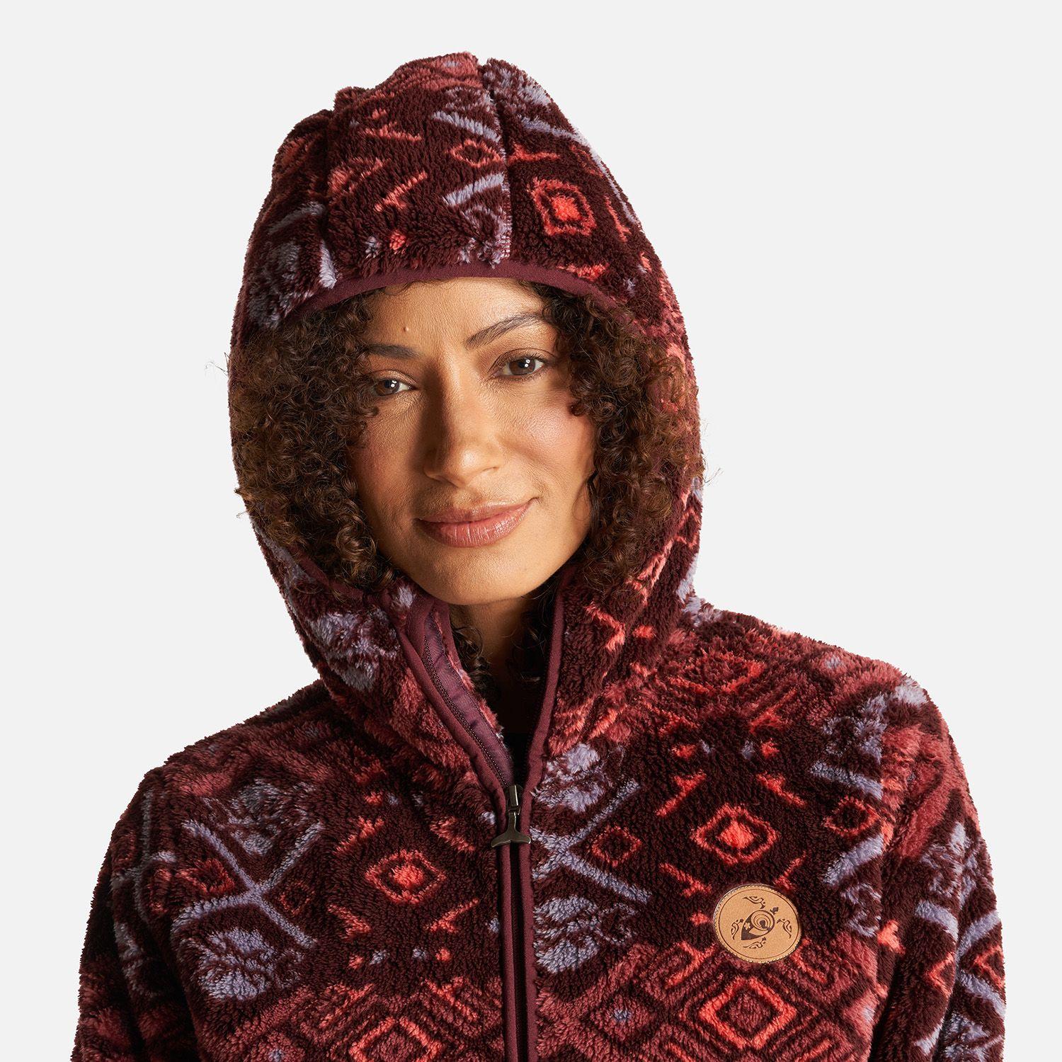 Chaqueta Mujer Calur-oso Full Print Burdeo Haka Honu-4