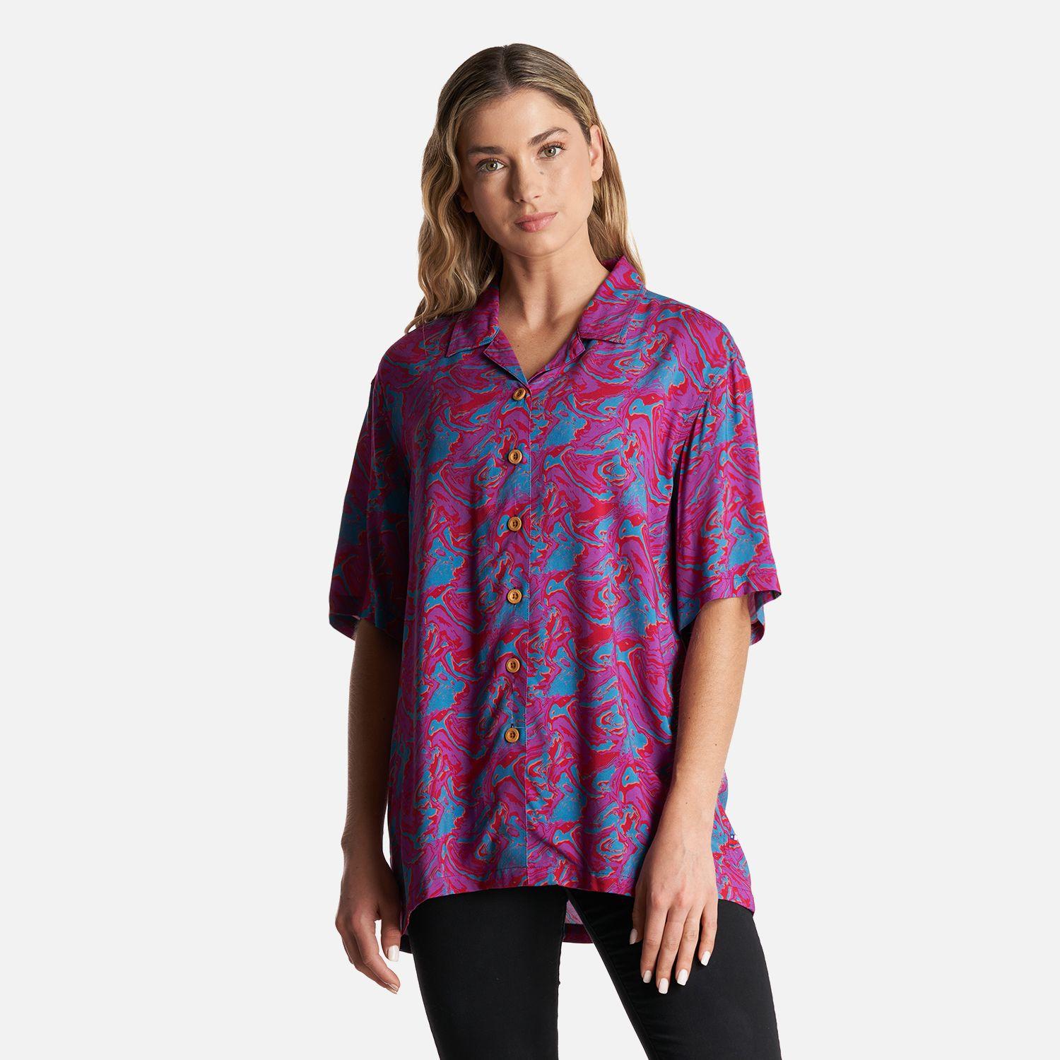 Camisa Mujer Marmolada Print Fucsia Haka Honu-1