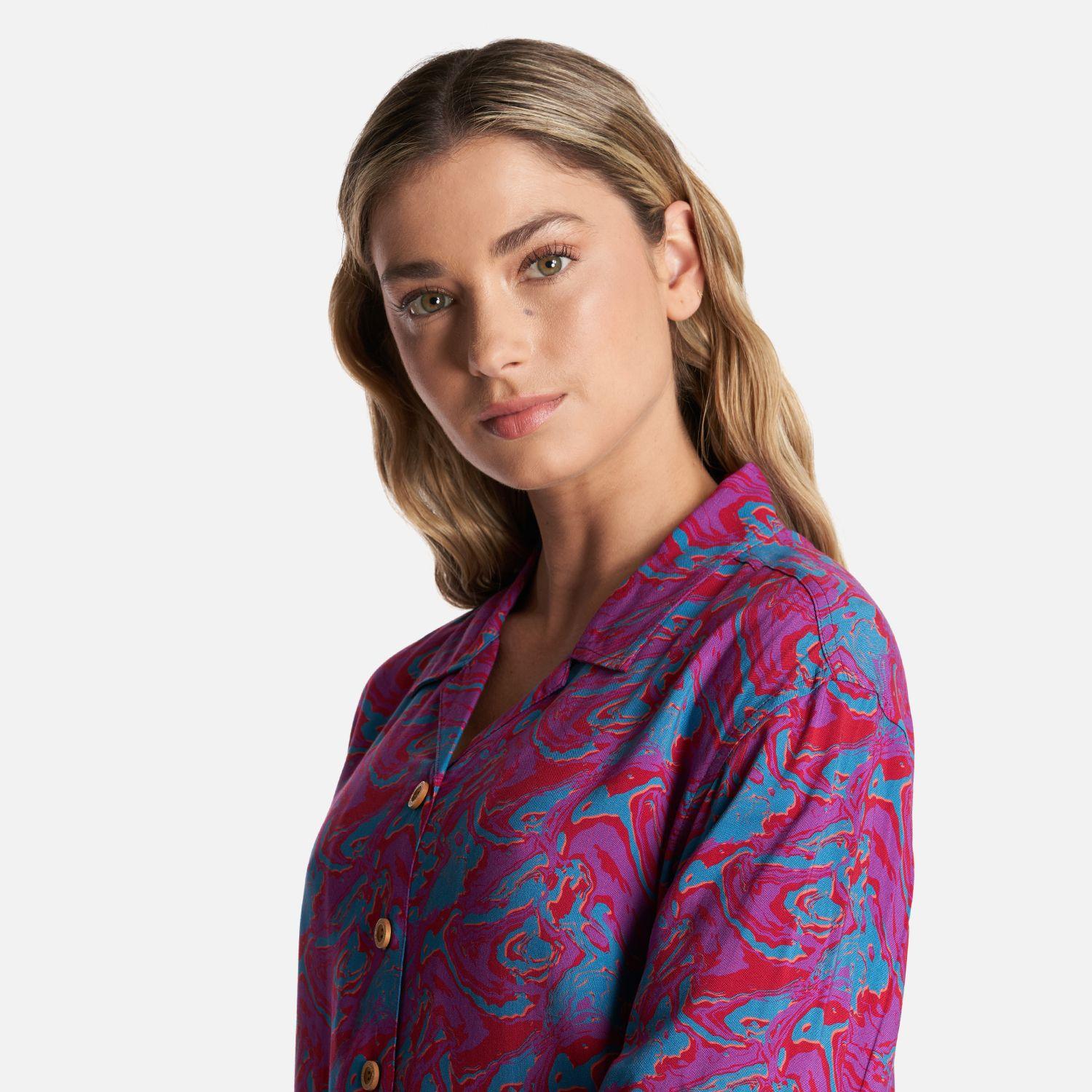 Camisa Mujer Marmolada Print Fucsia Haka Honu-4