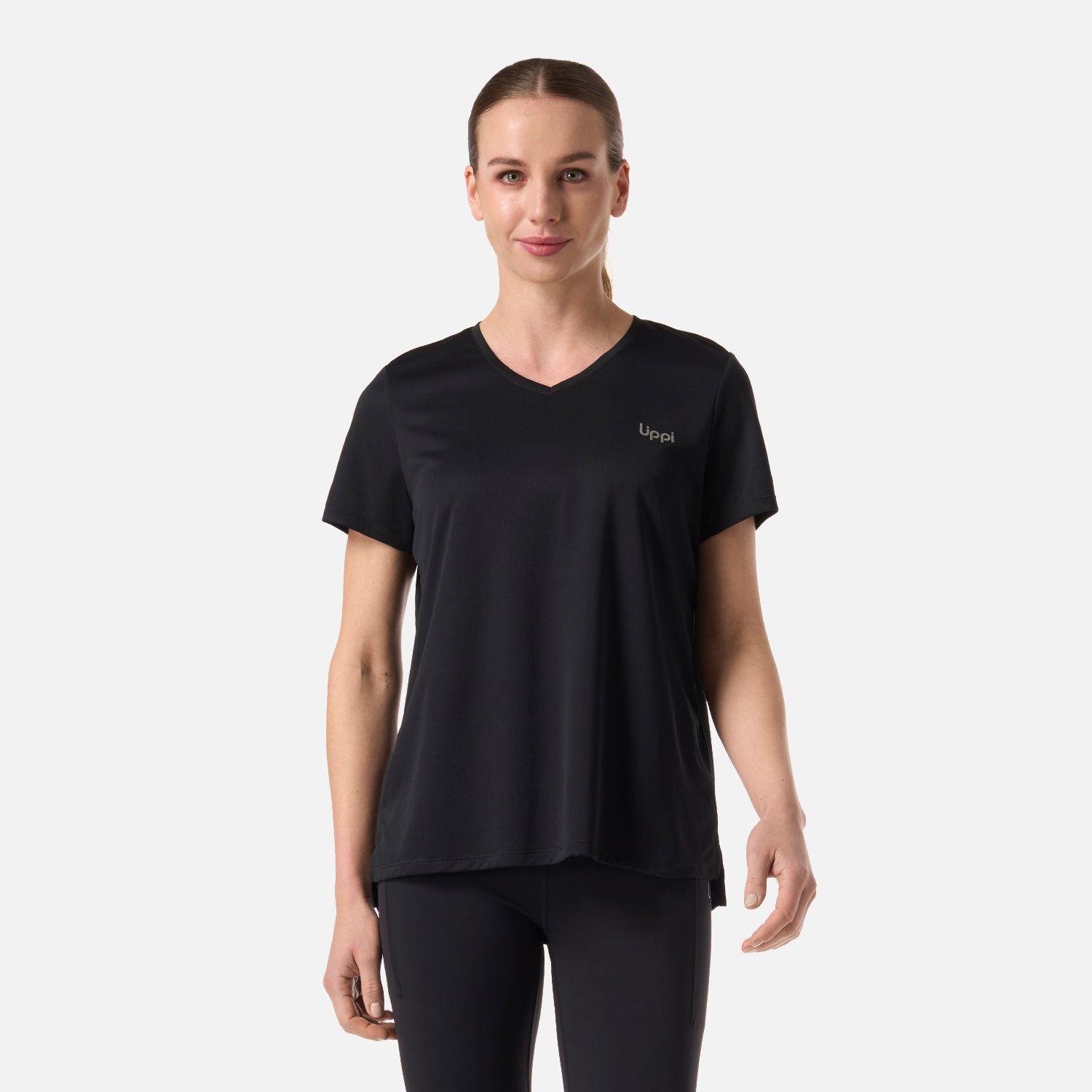Polera Mujer Core V-Neck Q-Dry T-Shirt Negro Lippi V26-0
