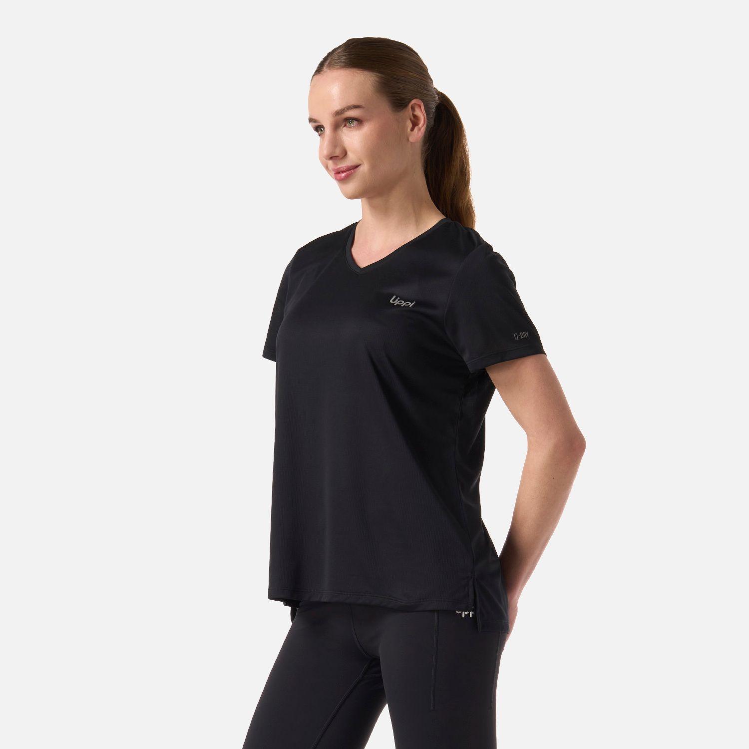 Polera Mujer Core V-Neck Q-Dry T-Shirt Negro Lippi V26-1