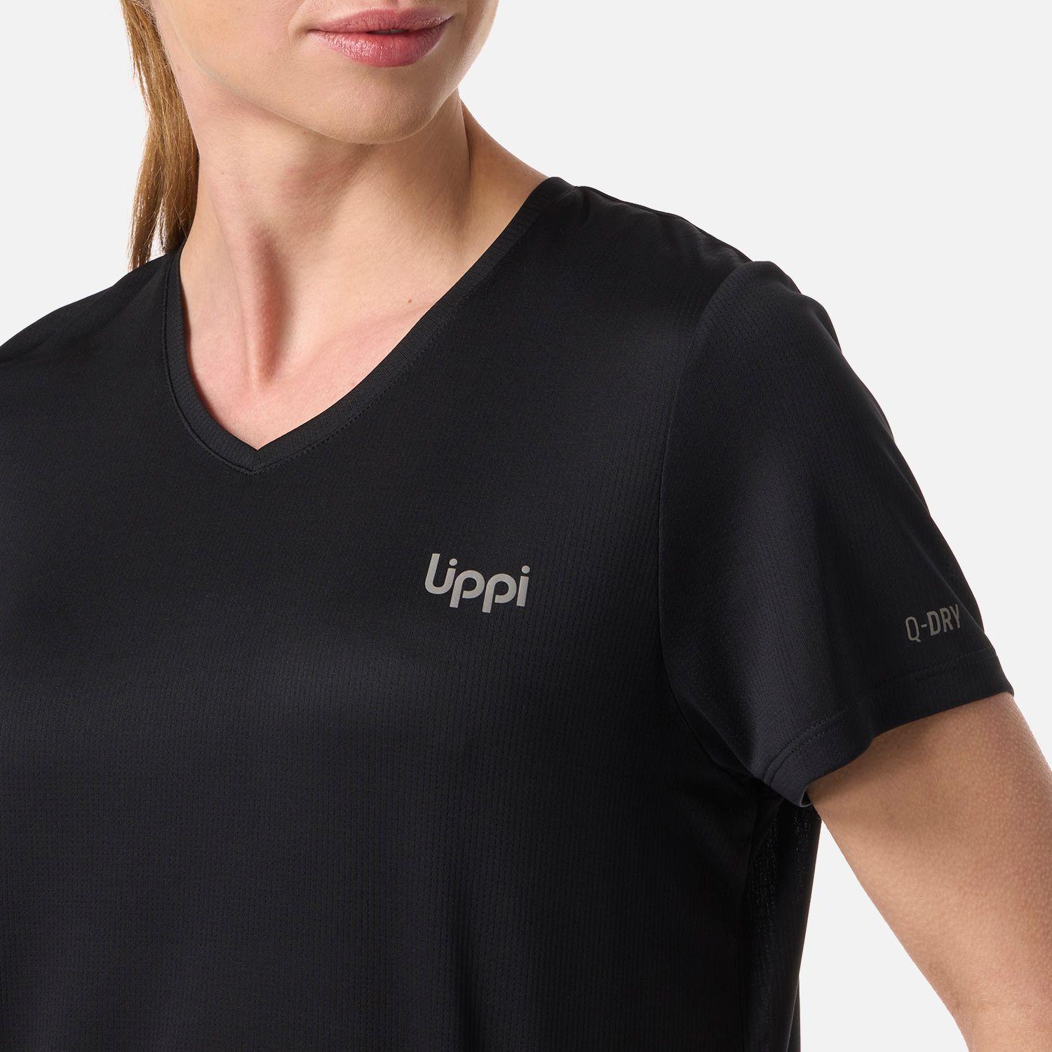 Polera Mujer Core V-Neck Q-Dry T-Shirt Negro Lippi V26-3