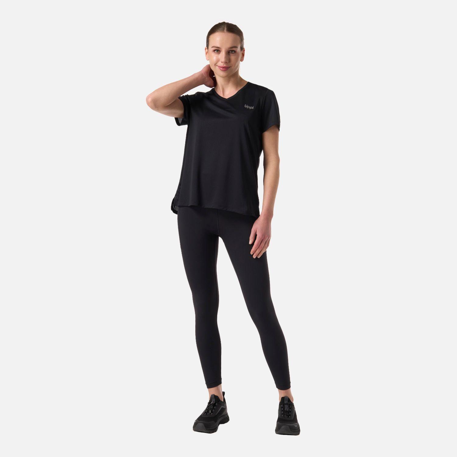 Polera Mujer Core V-Neck Q-Dry T-Shirt Negro Lippi V26-6