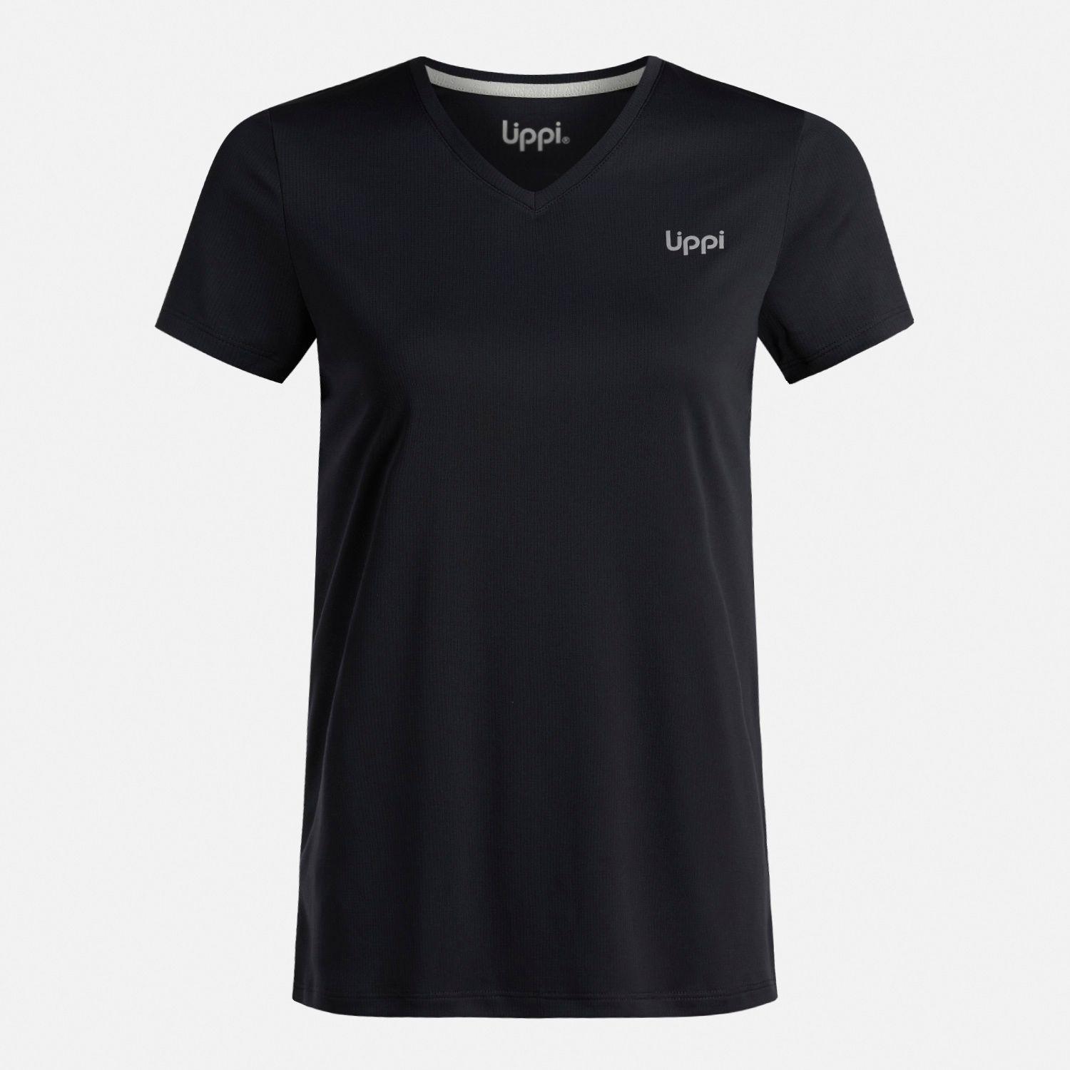 Polera Mujer Core V-Neck Q-Dry T-Shirt Negro Lippi V26-7