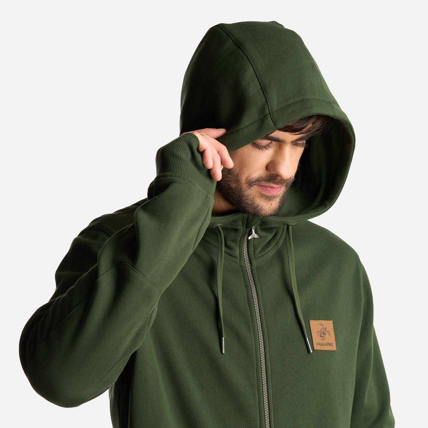 Poleron Hombre Ninja Verde Militar Haka Honu I24-5