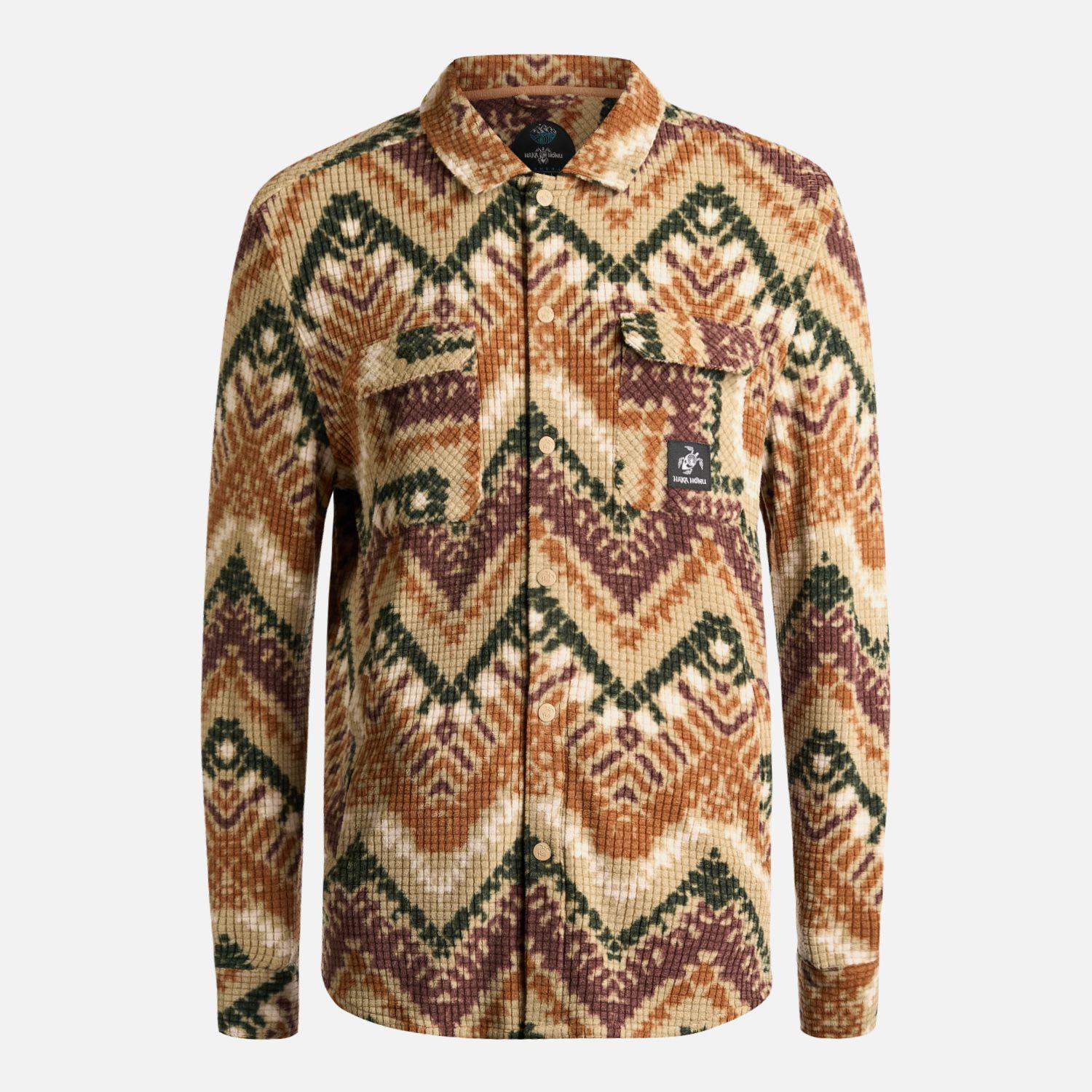 Camisa Hombre Cumbre Invernal Print Beige Haka Honu-6