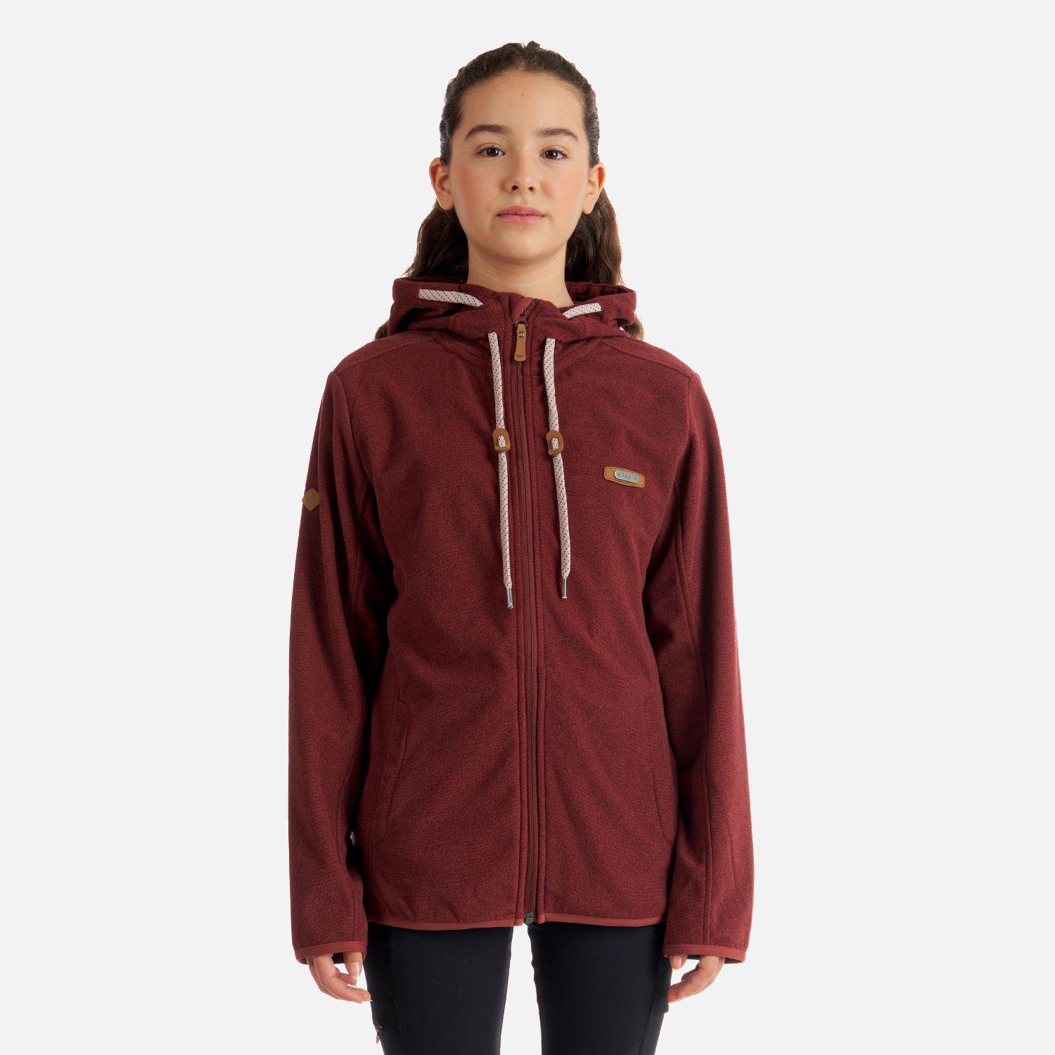 Poleron Teen Girl Stripes Nano-F Full Zip Hoody Burdeo Lippi-1