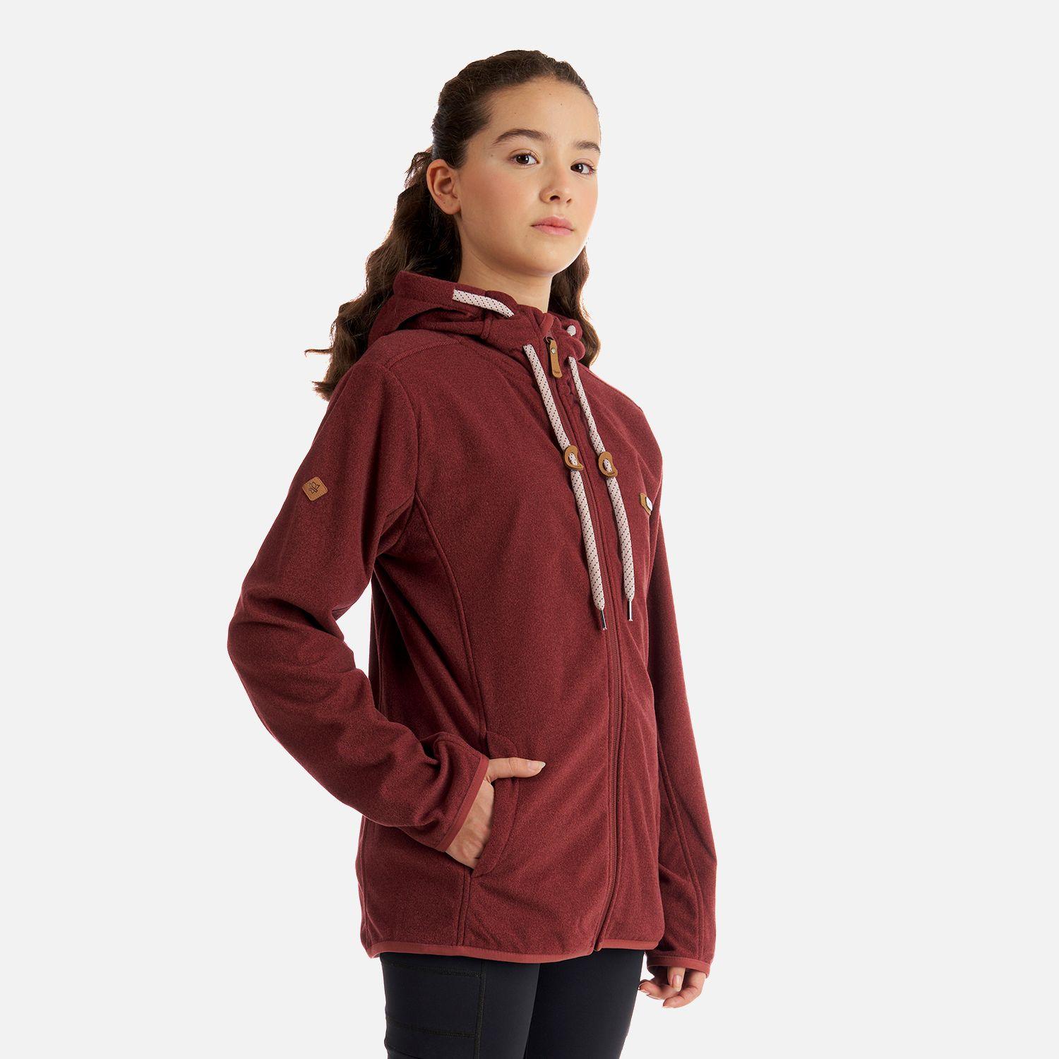 Poleron Teen Girl Stripes Nano-F Full Zip Hoody Burdeo Lippi-2