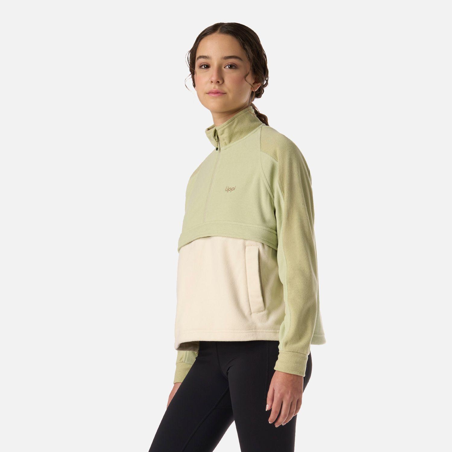 Polar Teen Girl Fireplace 1/4 Zip Sweatshirt Verde manzana Lippi V26-1
