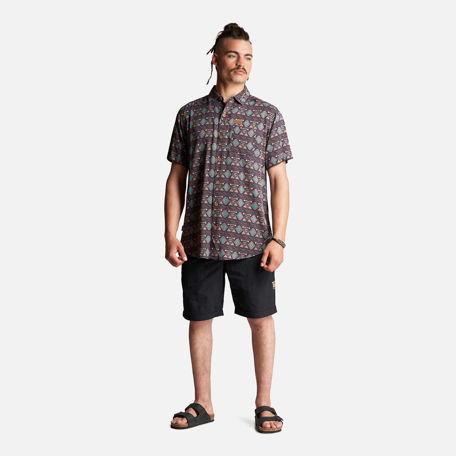 Camisa Hombre Aflora Full Print Café Pardo Haka Honu-5