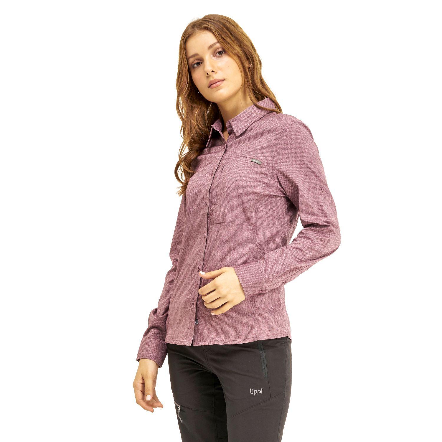 Camisa Mujer Rosselot Long Sleeve Q-Dry Shirt Melange Vino Lippi-2