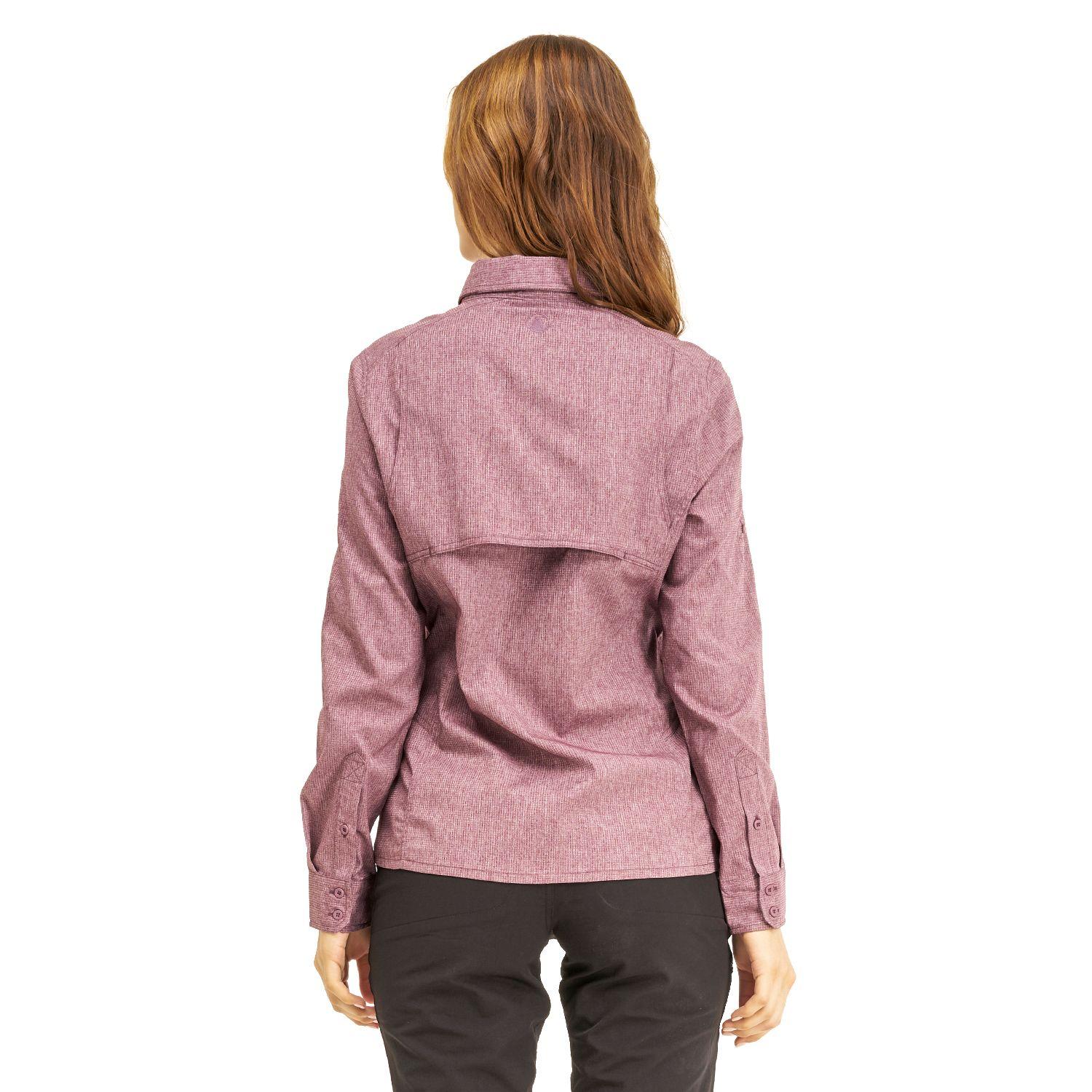Camisa Mujer Rosselot Long Sleeve Q-Dry Shirt Melange Vino Lippi-3
