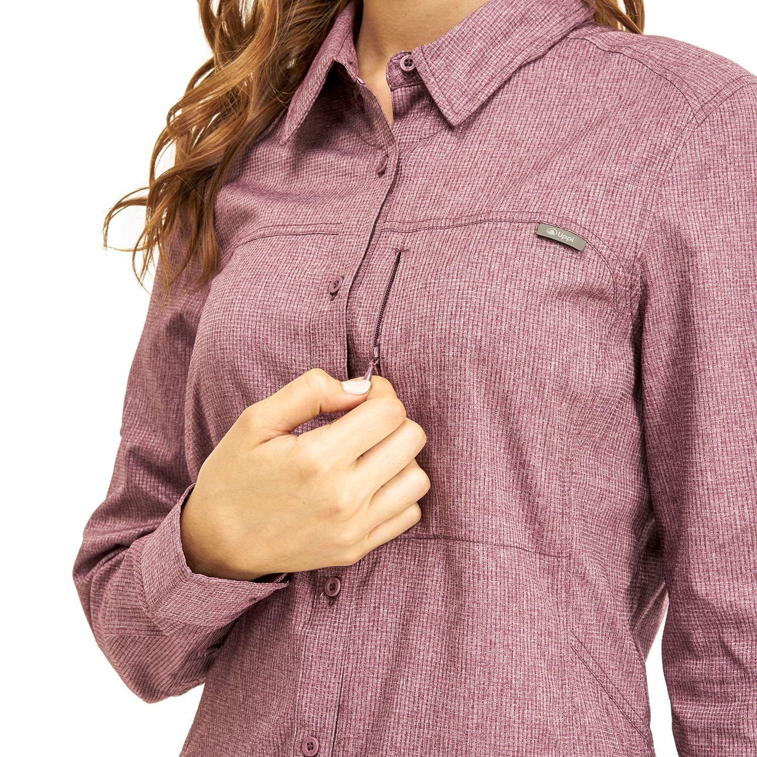 Camisa Mujer Rosselot Long Sleeve Q-Dry Shirt Melange Vino Lippi-4