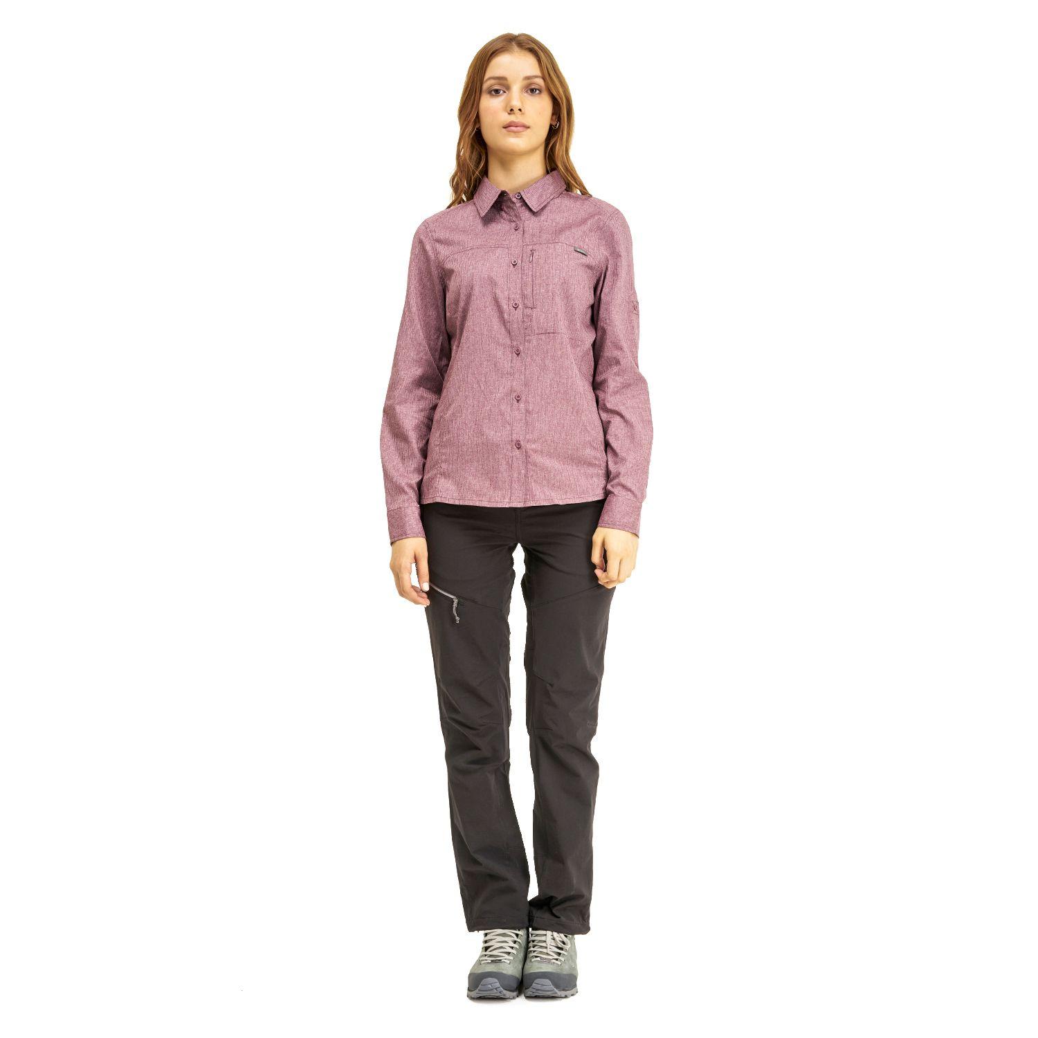 Camisa Mujer Rosselot Long Sleeve Q-Dry Shirt Melange Vino Lippi-7