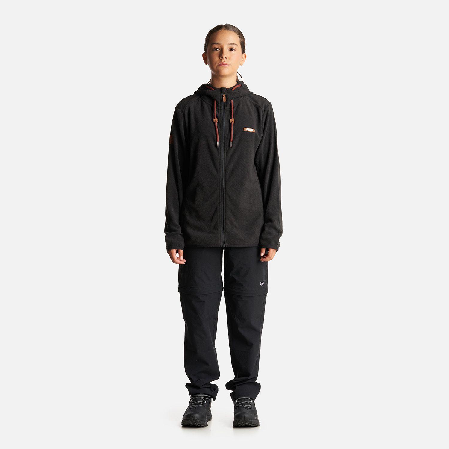 Poleron Teen Girl Stripes Nano-F Full Zip Hoody Negro Lippi I24-6
