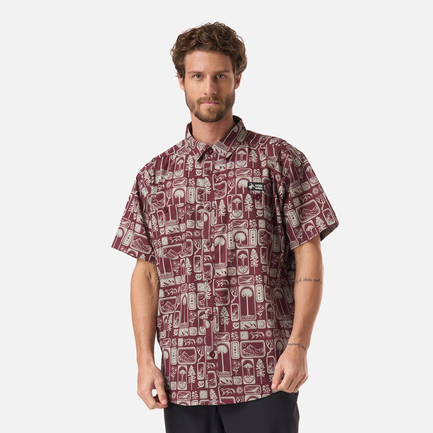 Camisa Hombre Cumbre Manga Corta Print Burdeo Haka Honu V26-0