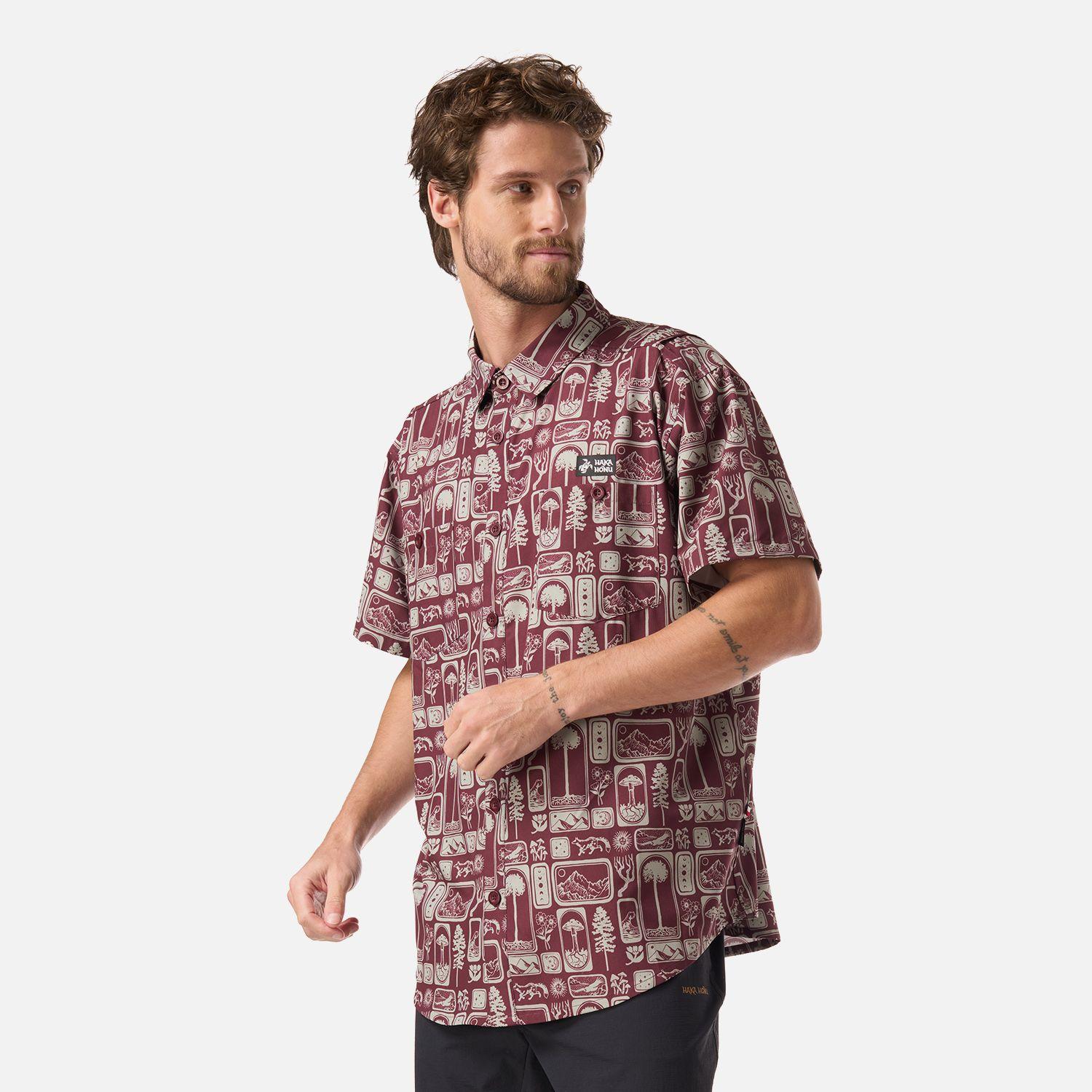 Camisa Hombre Cumbre Manga Corta Print Burdeo Haka Honu V26-1