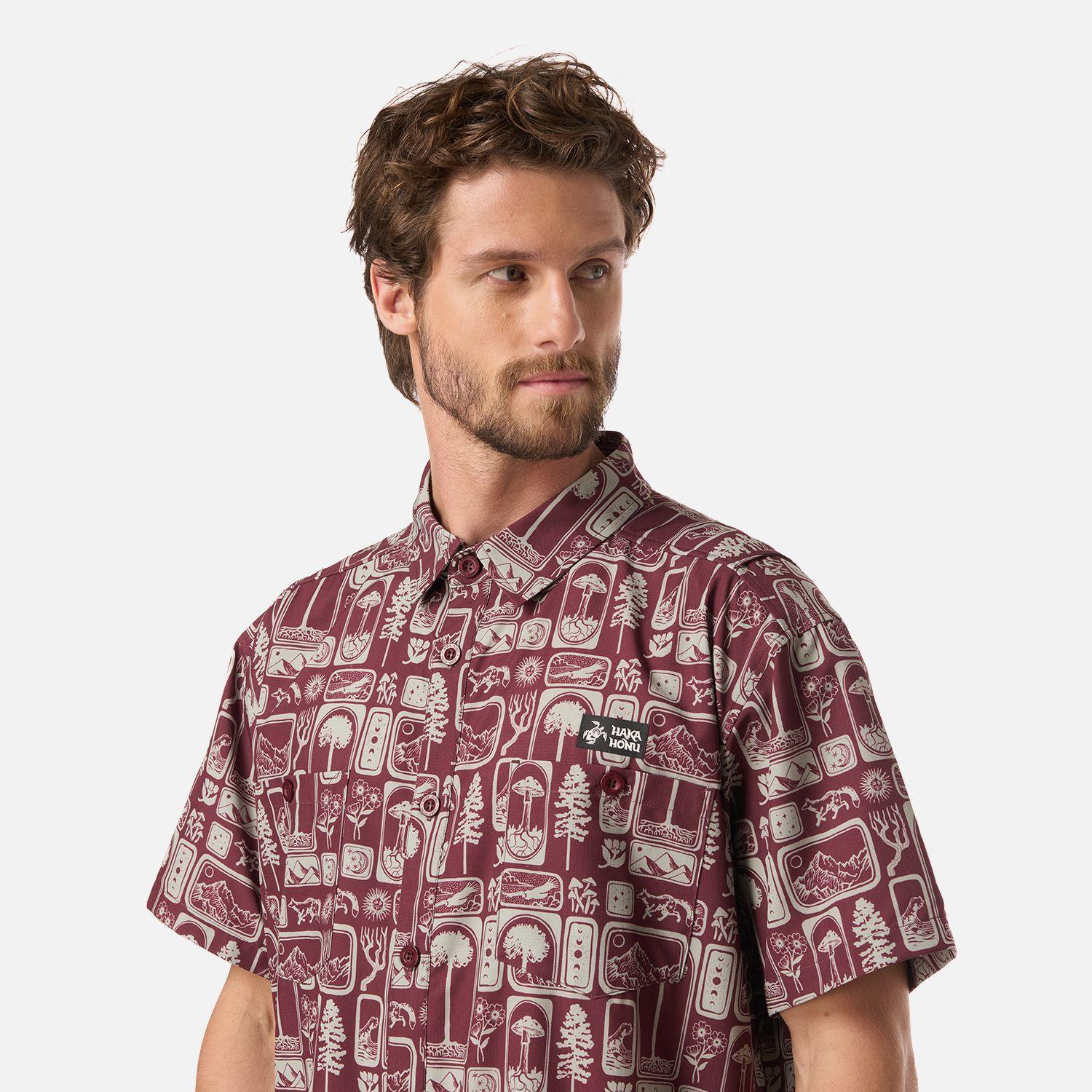 Camisa Hombre Cumbre Manga Corta Print Burdeo Haka Honu V26-3