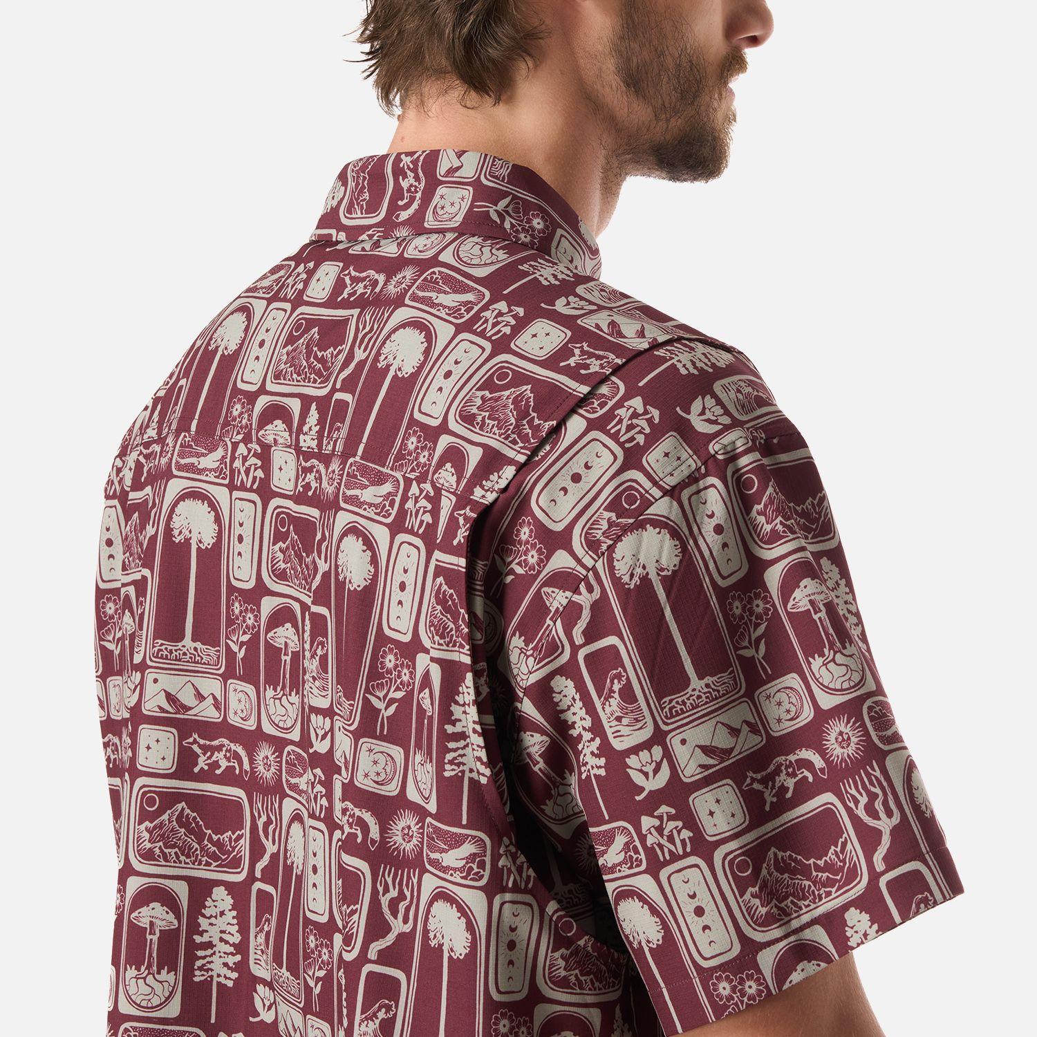 Camisa Hombre Cumbre Manga Corta Print Burdeo Haka Honu V26-4