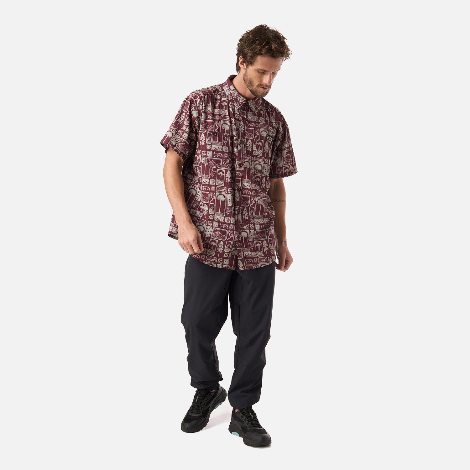Camisa Hombre Cumbre Manga Corta Print Burdeo Haka Honu V26-5