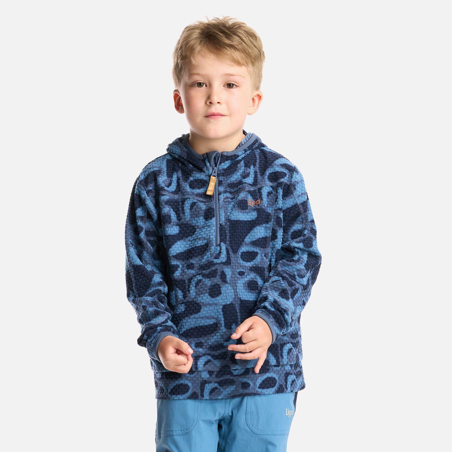 Poleron Niño Saltamontes Nano-F 14 Zip Hoody Print Azul Lippi I24-1