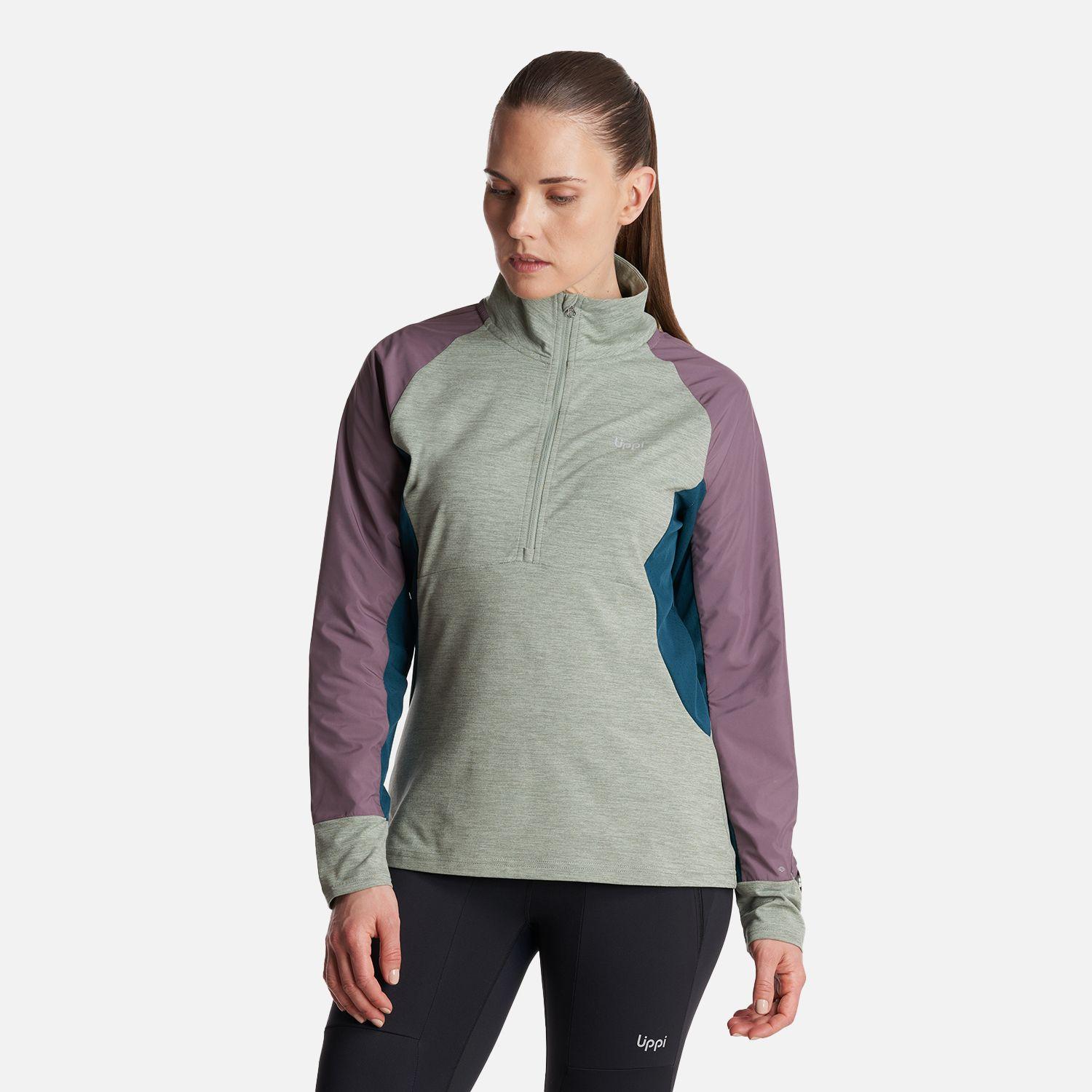 Poleron Mujer  Egger 1/4 Zip Melange Jade Lippi-1