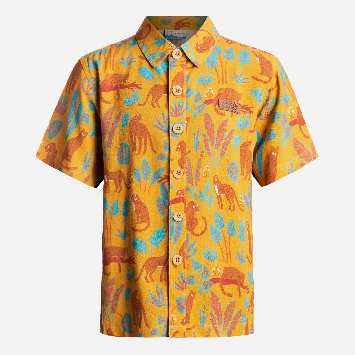 Camisa Niño Guayaberita Print Amarillo Haka Honu-0