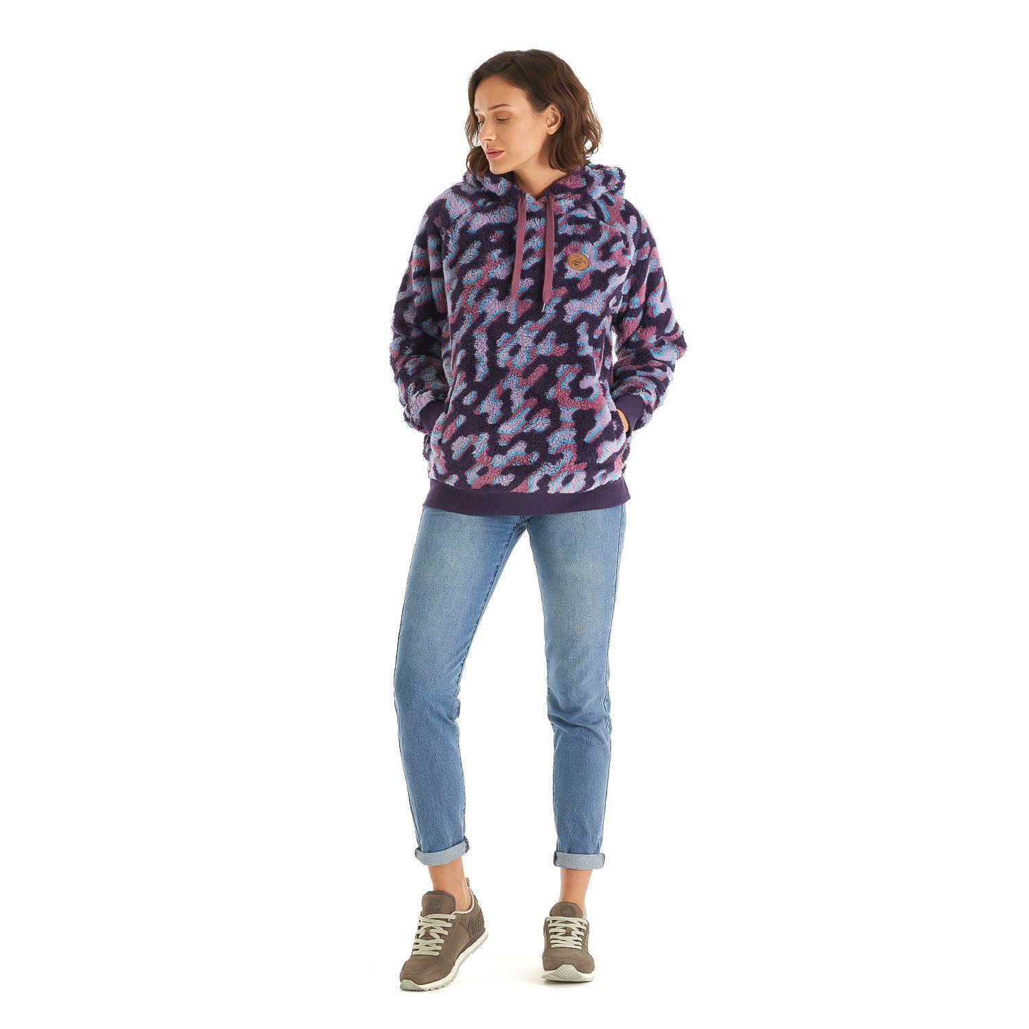 Poleron Mujer Canguroso Morado Print Haka Honu-8