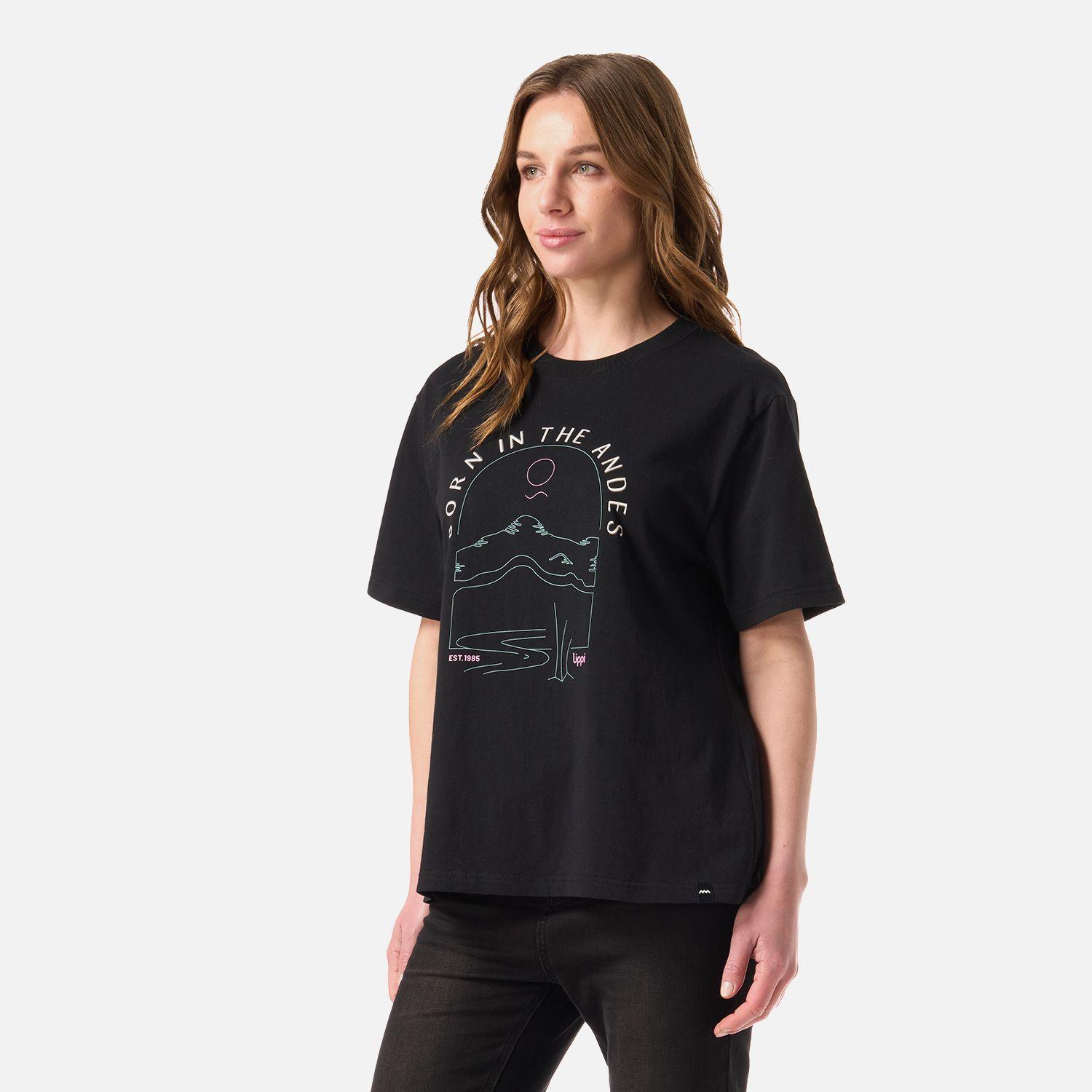 Polera Mujer Logo Lippi T-shirt Negro Lippi V26-1