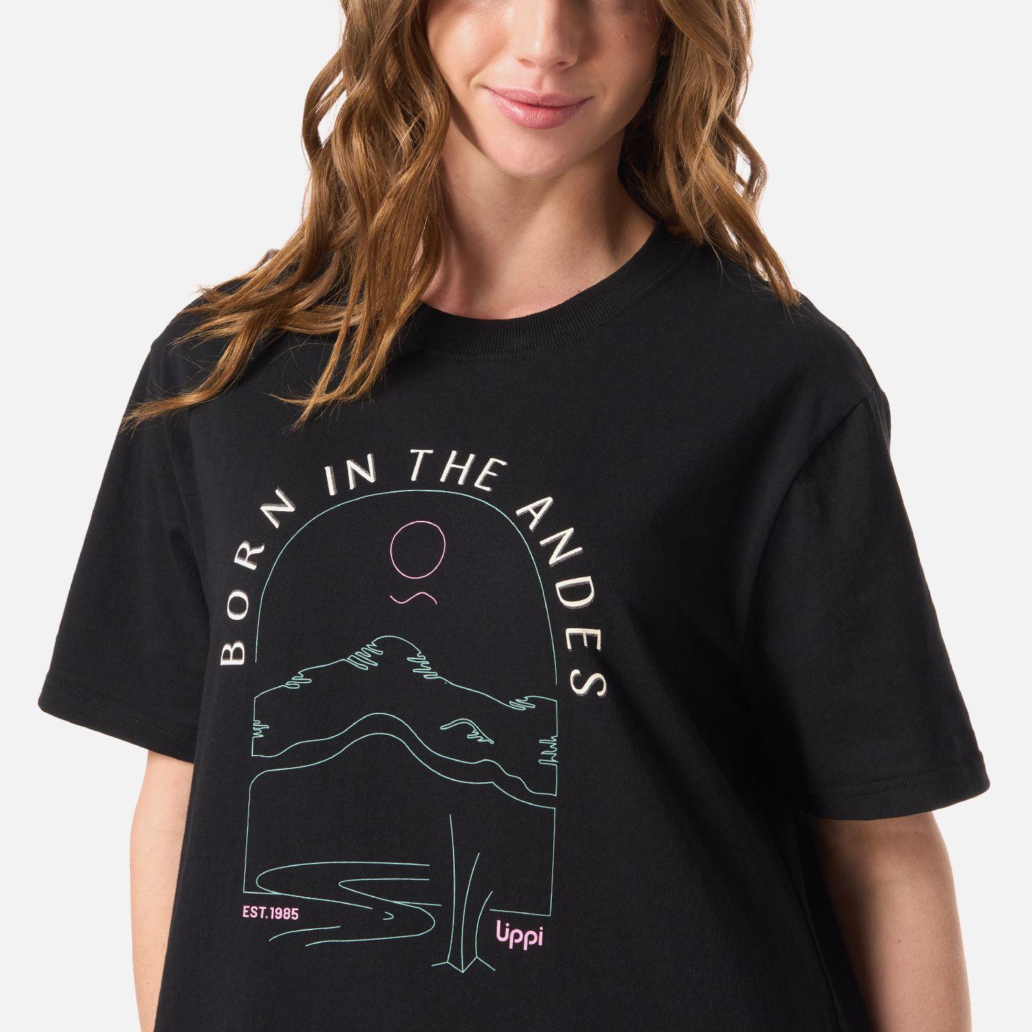 Polera Mujer Logo Lippi T-shirt Negro Lippi V26-3