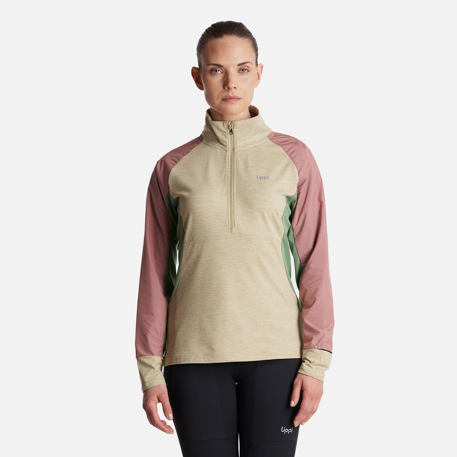 Poleron Mujer  Egger 1/4 Zip Melange Beige Lippi-1