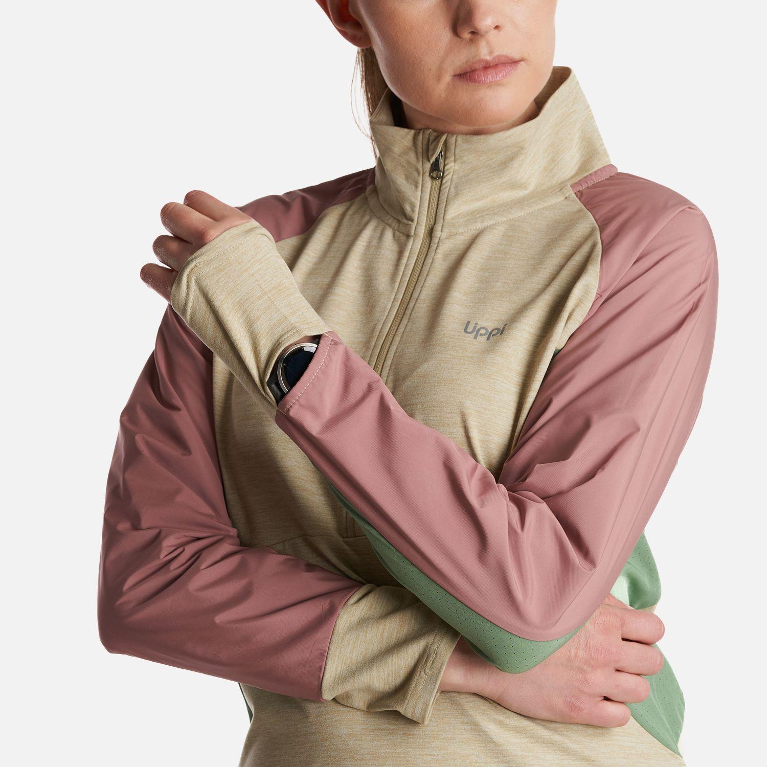 Poleron Mujer  Egger 1/4 Zip Melange Beige Lippi-4