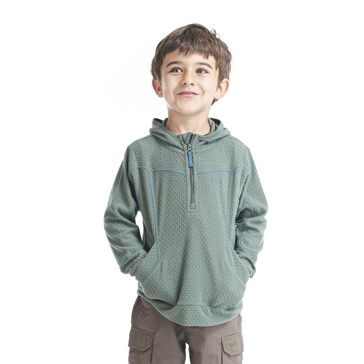 Poleron Niño Saltamontes Nano-F 14 Zip Hoody Verde Grisaceo Lippi V22-1