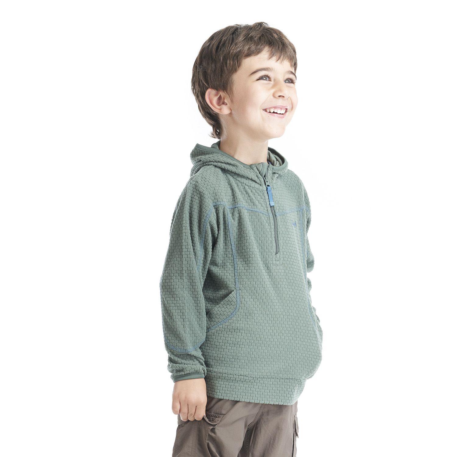 Poleron Niño Saltamontes Nano-F 14 Zip Hoody Verde Grisaceo Lippi V22-2