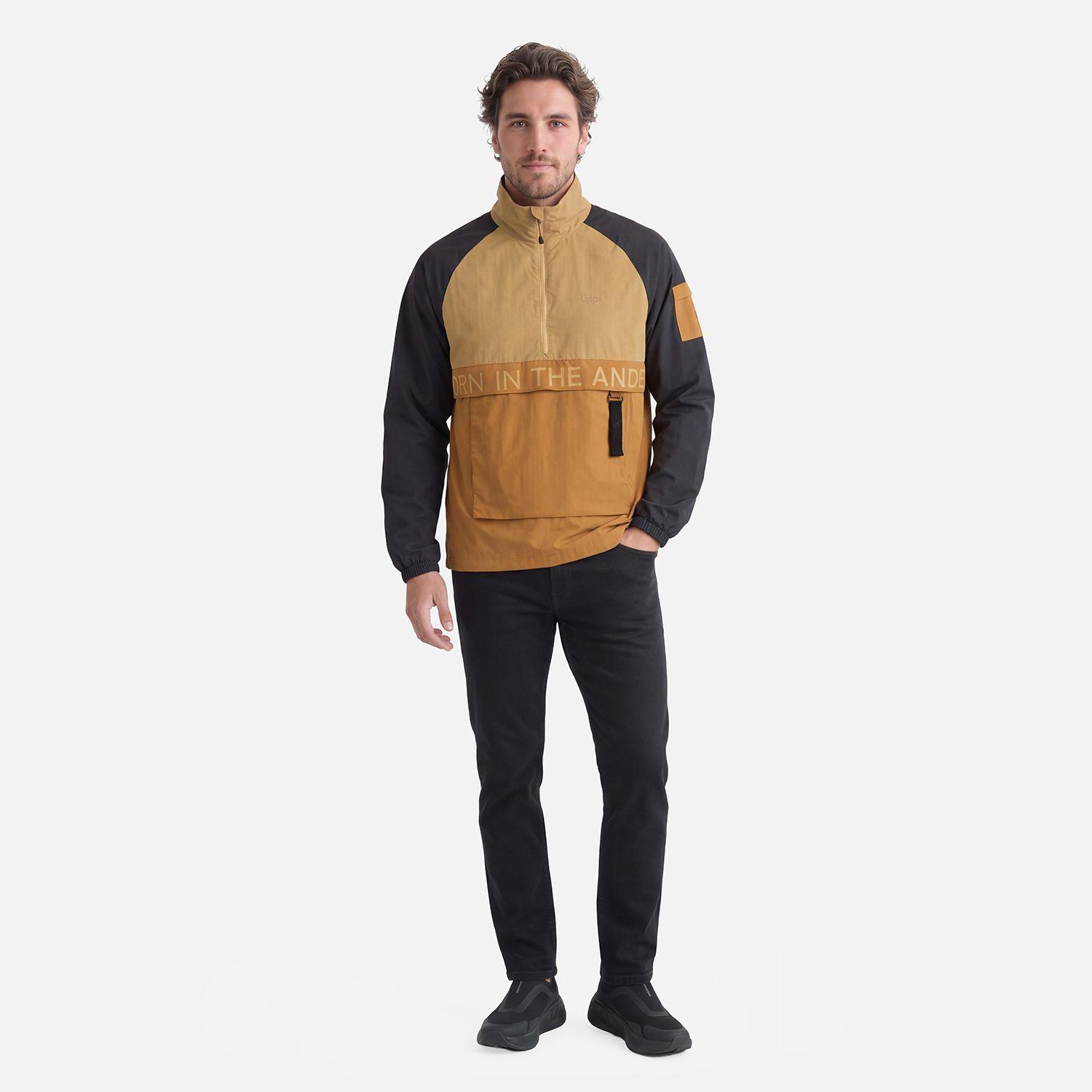 Chaqueta Hombre WindCity WindBreaker 1/4 Zip Jacket Cafe Claro Lippi V27-3