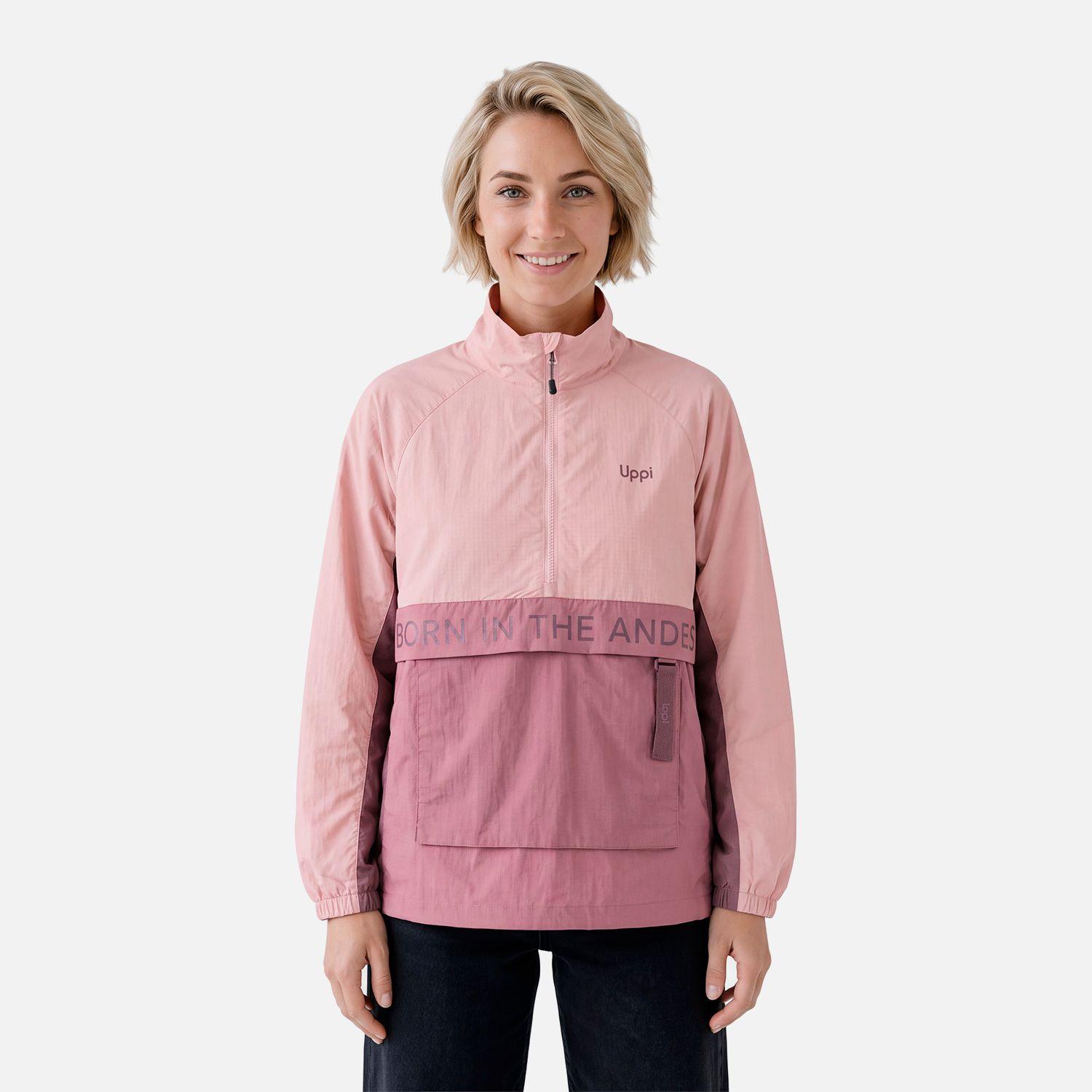 Chaqueta Mujer WindCity WindBreaker 1/4 Zip Jacket Rosa Oscuro Lippi V27-0