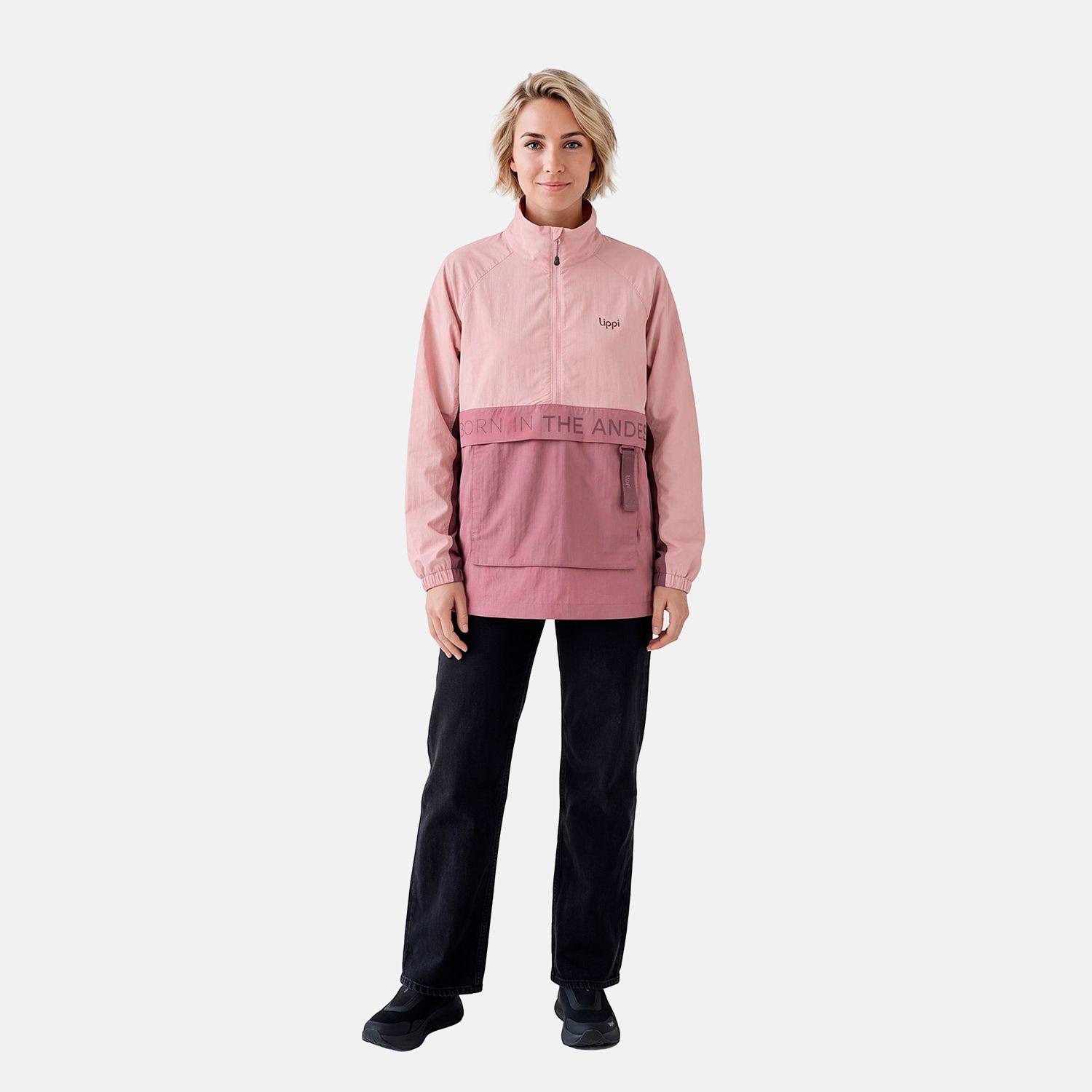 Chaqueta Mujer WindCity WindBreaker 1/4 Zip Jacket Rosa Oscuro Lippi V27-2