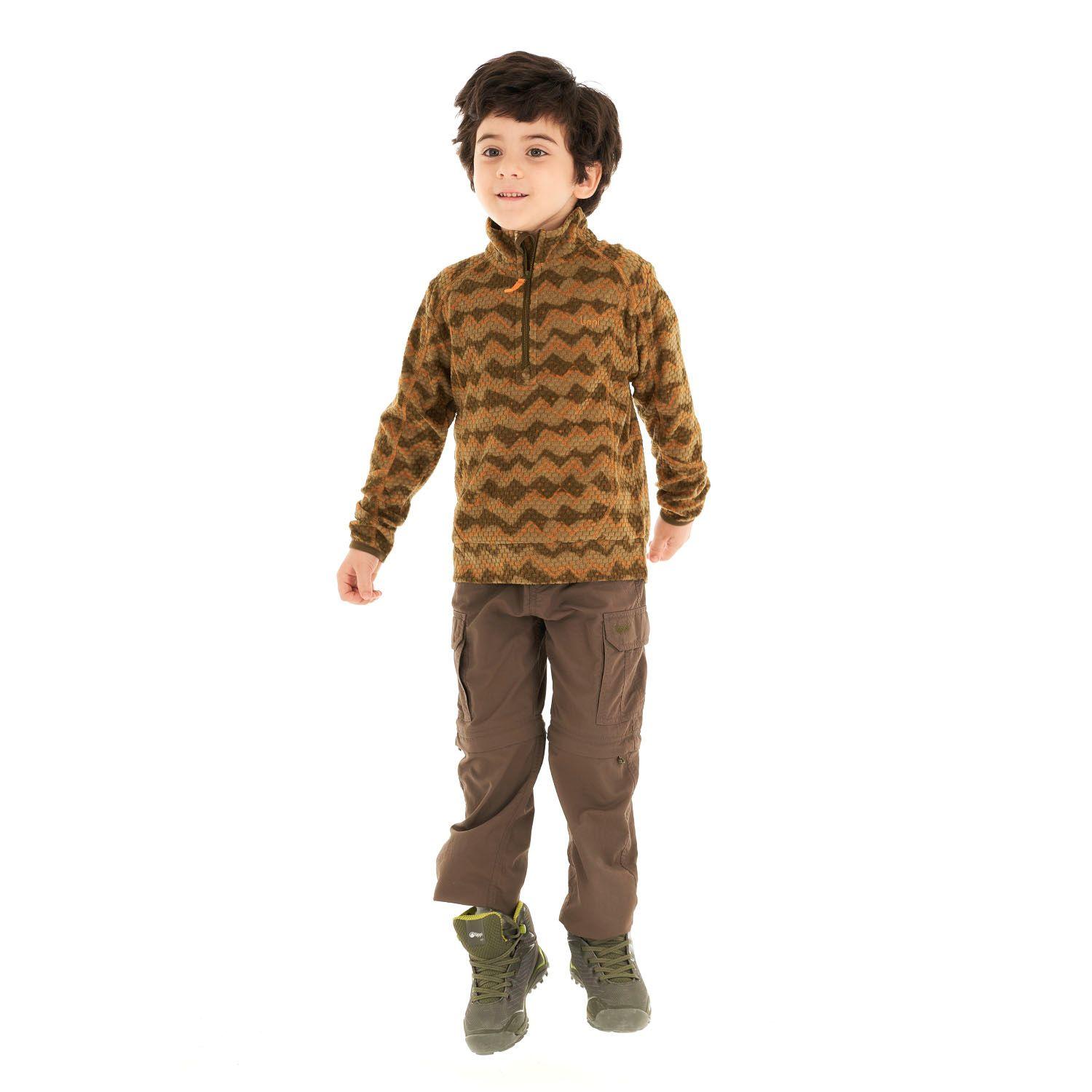 Poleron Niño Saltamontes Nano-F 14 Zip Print Verde Lippi V21-8