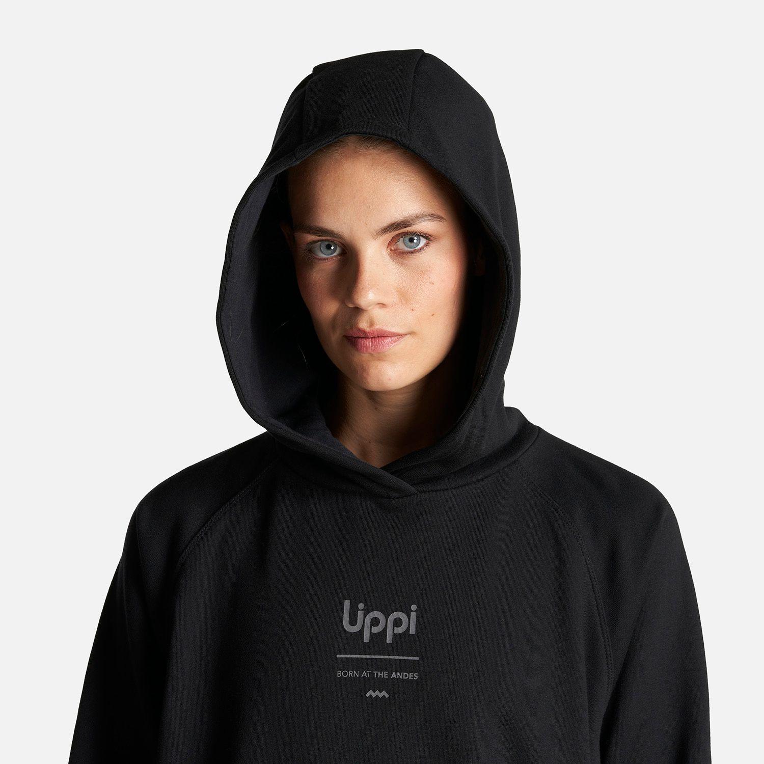 Poleron Mujer Insigne Hoody Sweatshirt Front Print Negro Lippi-5